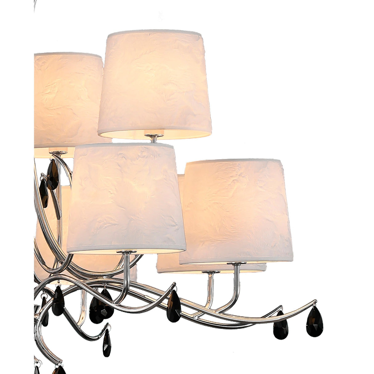 Andrea 100cm 12 Light Chandelier - Polished Chrome With White Shades