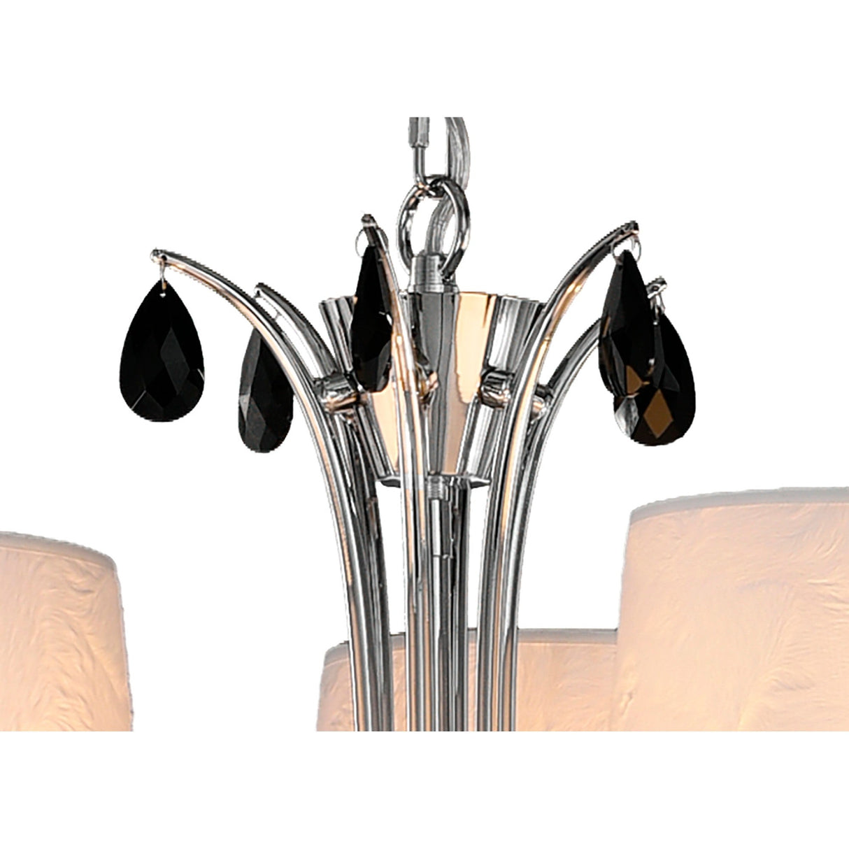 Andrea 88cm 9 Light Chandelier - Polished Chrome With White Shades