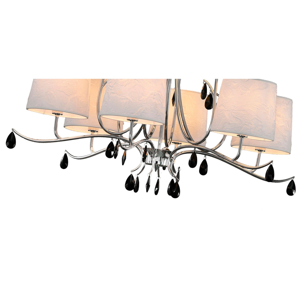 Andrea 88cm 9 Light Chandelier - Polished Chrome With White Shades