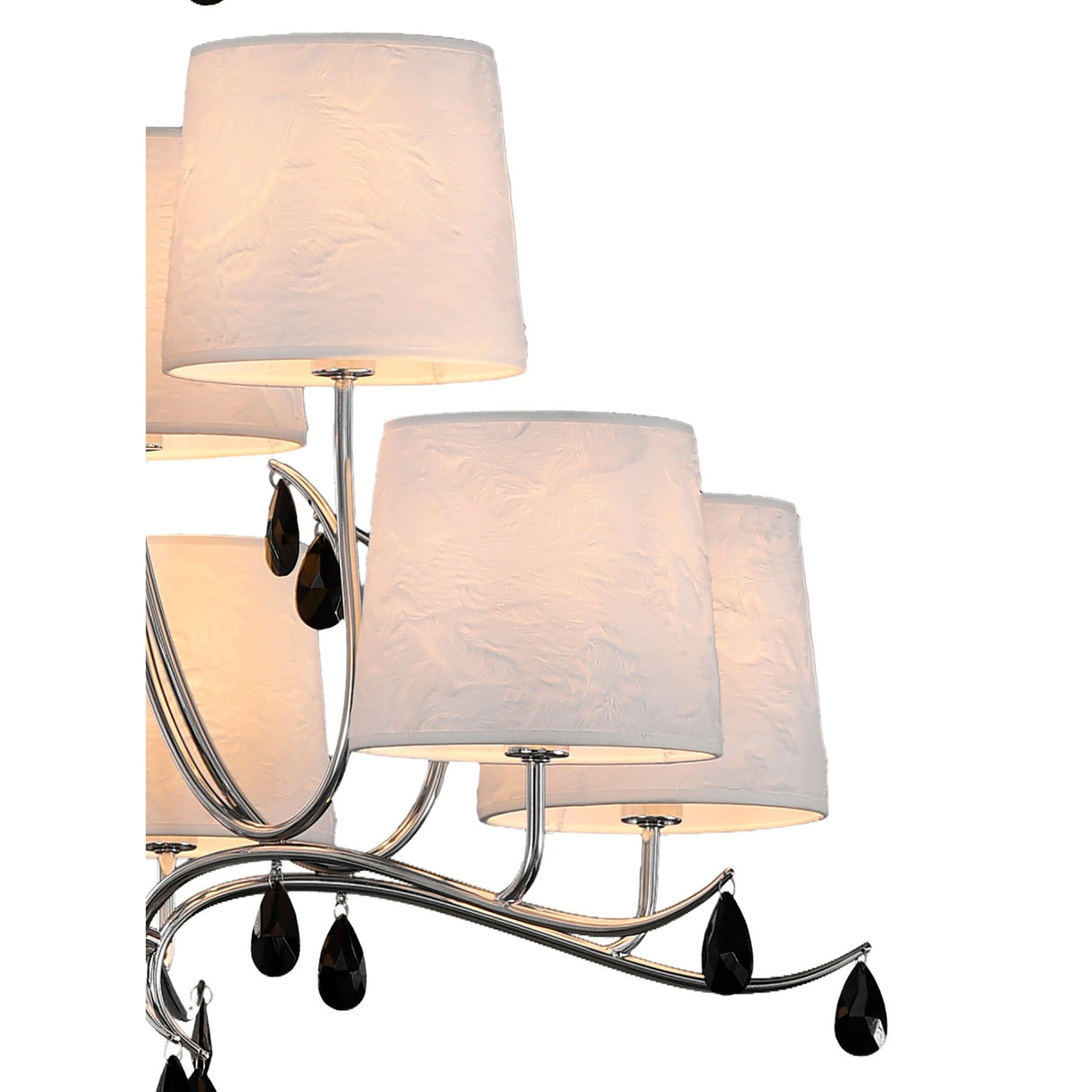 Andrea 88cm 9 Light Chandelier - Polished Chrome With White Shades
