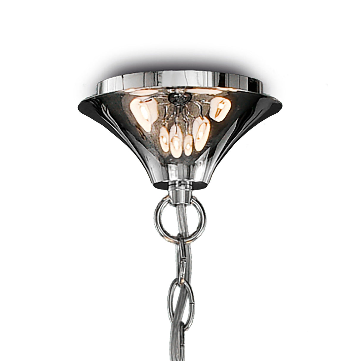 Andrea 100cm 8 Light Chandelier - Polished Chrome With White Shades