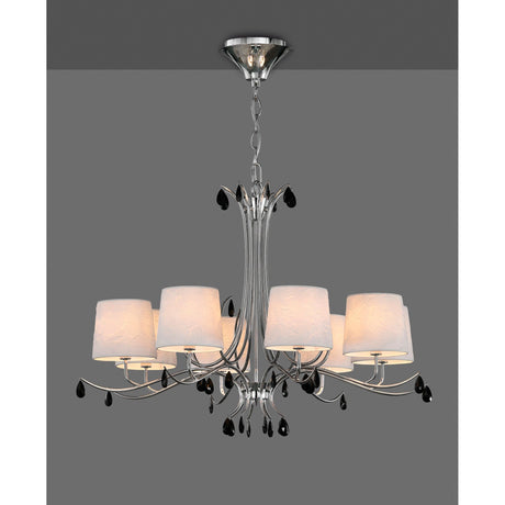 Andrea 100cm 8 Light Chandelier - Polished Chrome With White Shades