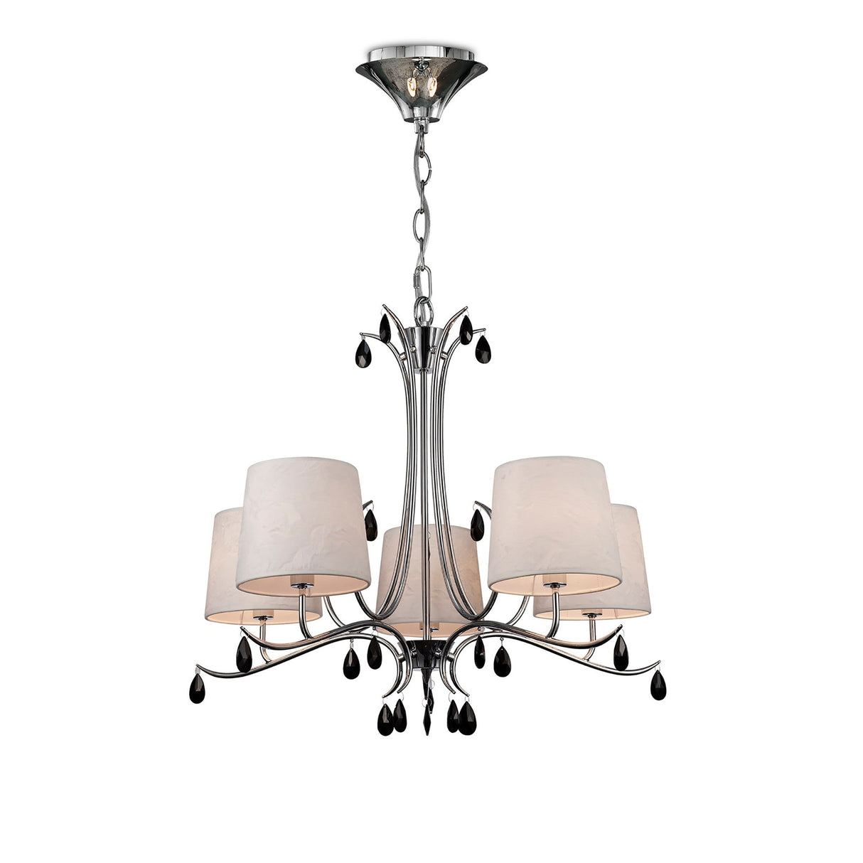 Andrea 81.5cm 5 Light Chandelier - Polished Chrome With  White Shades
