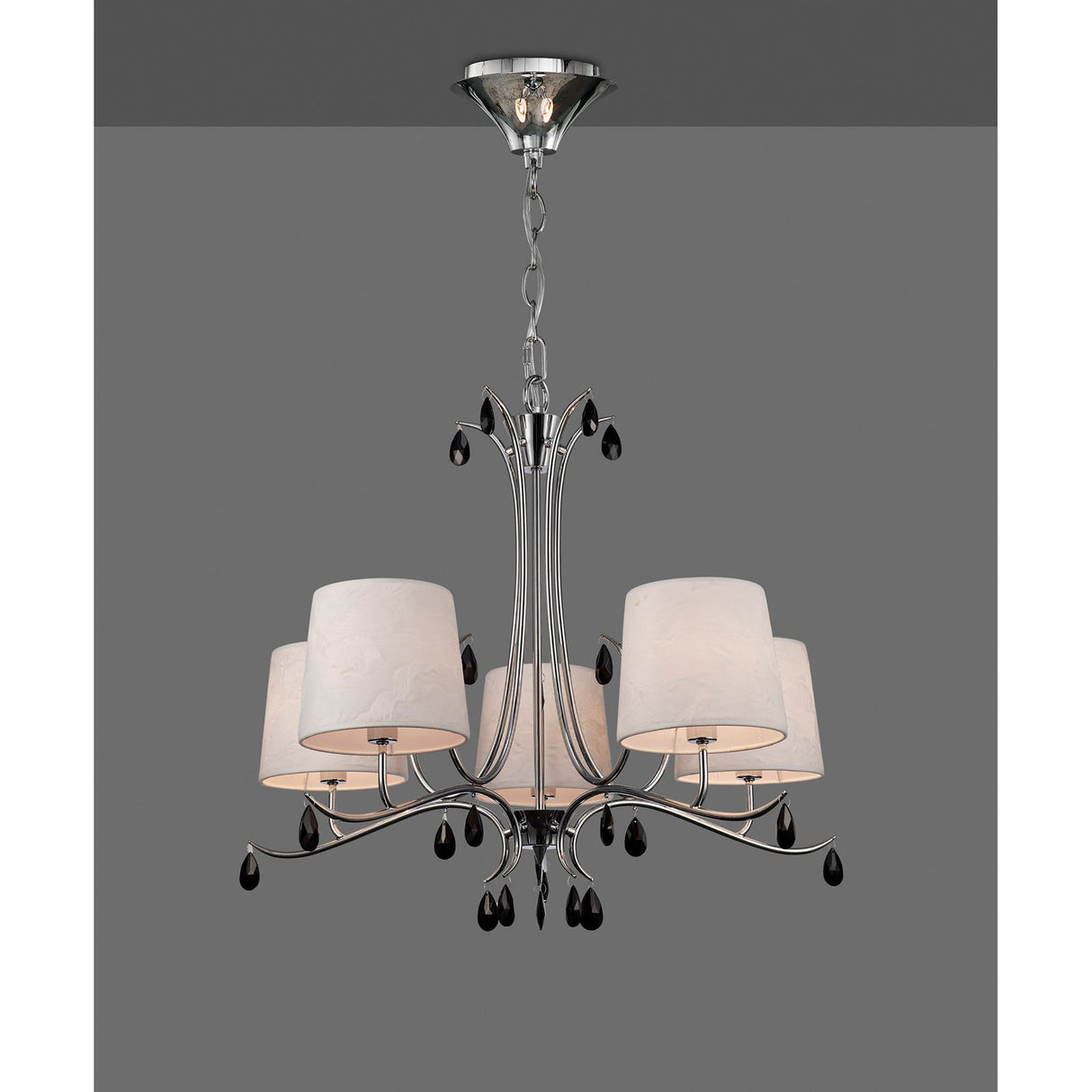 Andrea 81.5cm 5 Light Chandelier - Polished Chrome With  White Shades
