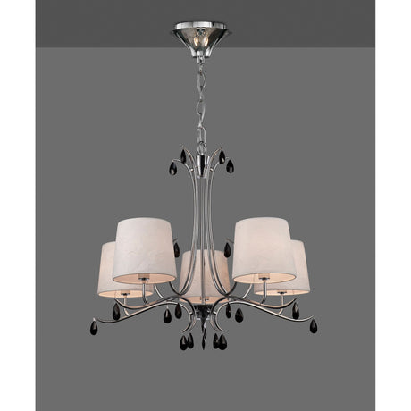 Andrea 81.5cm 5 Light Chandelier - Polished Chrome With  White Shades