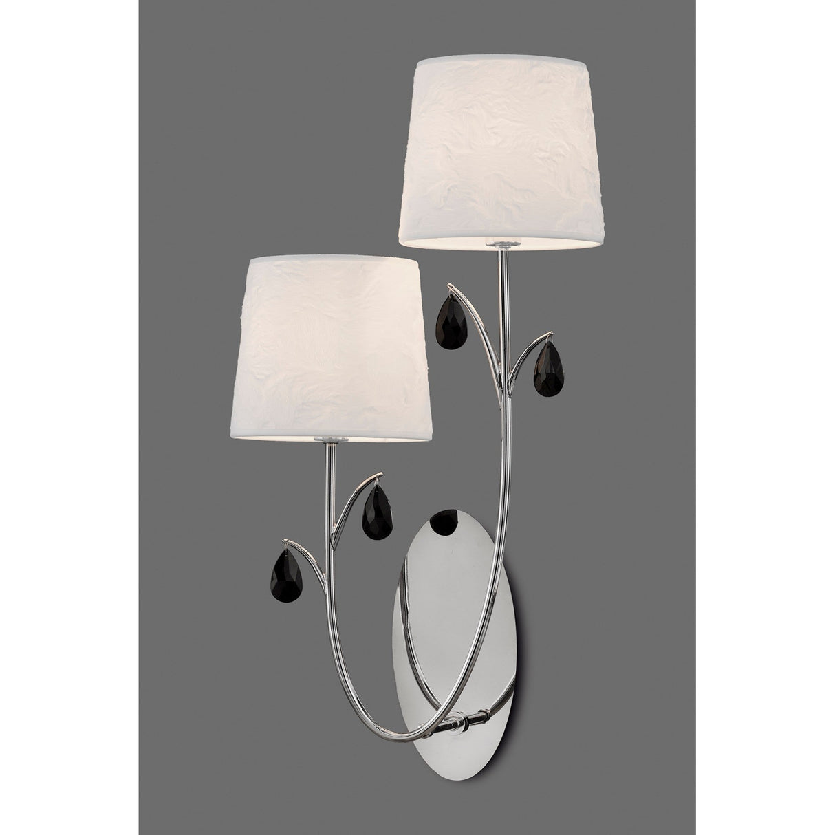 Andrea 2 Light Crystal Droplets Wall Light - Chrome With White Shade
