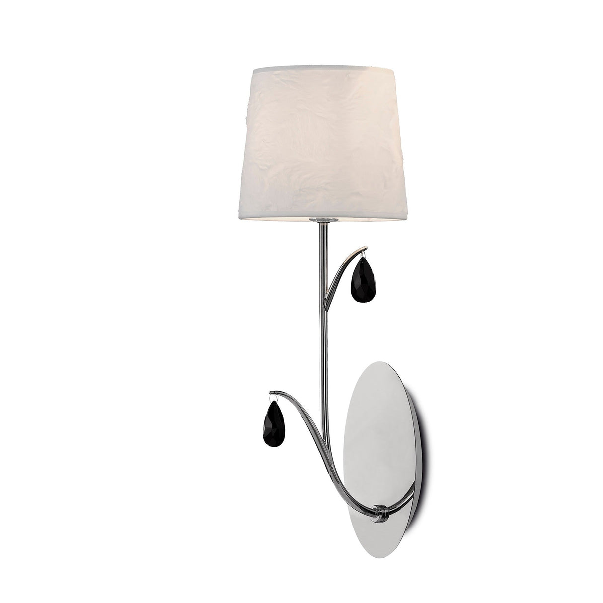 Andrea 1 Light Crystal Droplets Wall Light - Chrome With White Shade