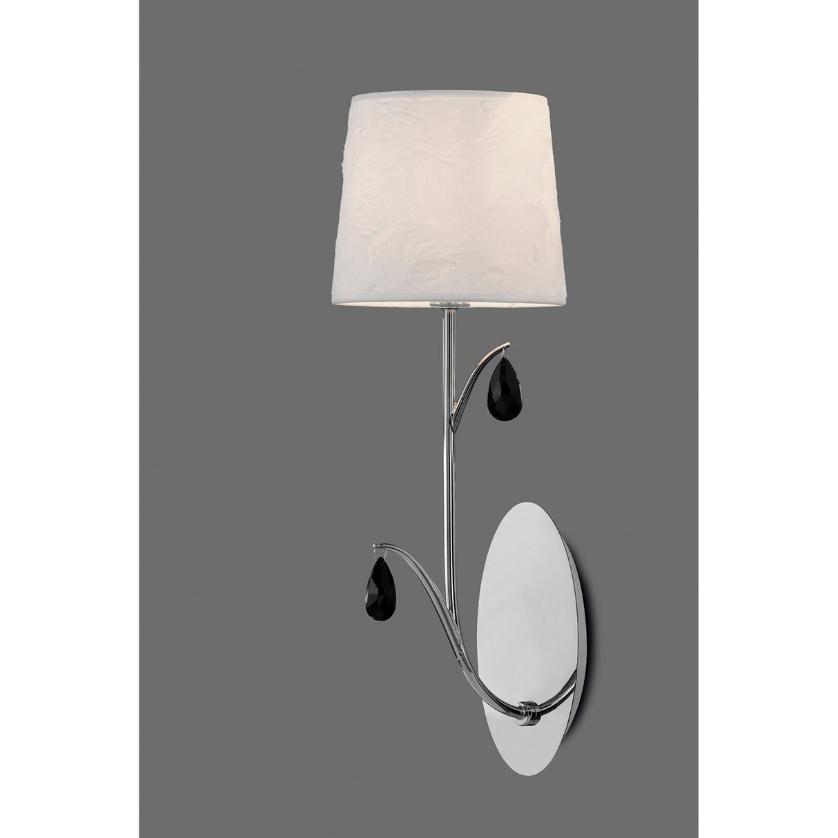 Andrea 1 Light Crystal Droplets Wall Light - Chrome With White Shade