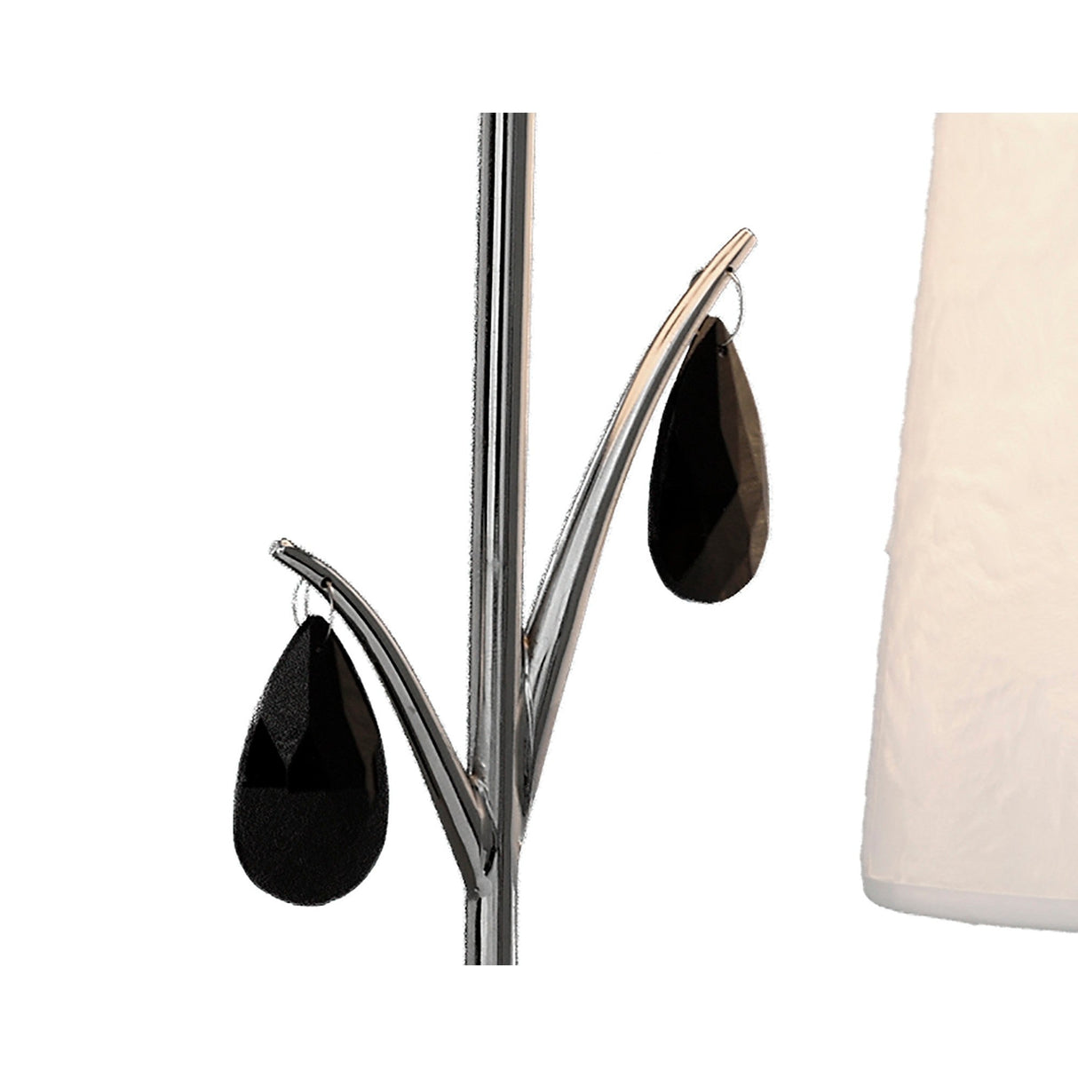 Andrea 2 Light Crystal Droplets Table Lamp - Chrome With White Shades