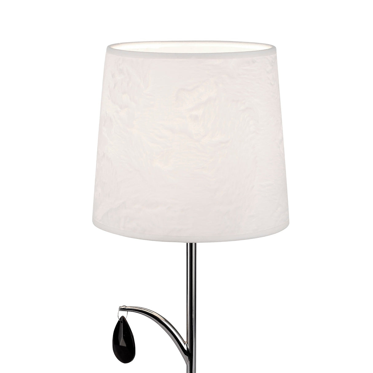 Andrea 1 Light Crystal Droplets Table Lamp - Chrome With White Shades