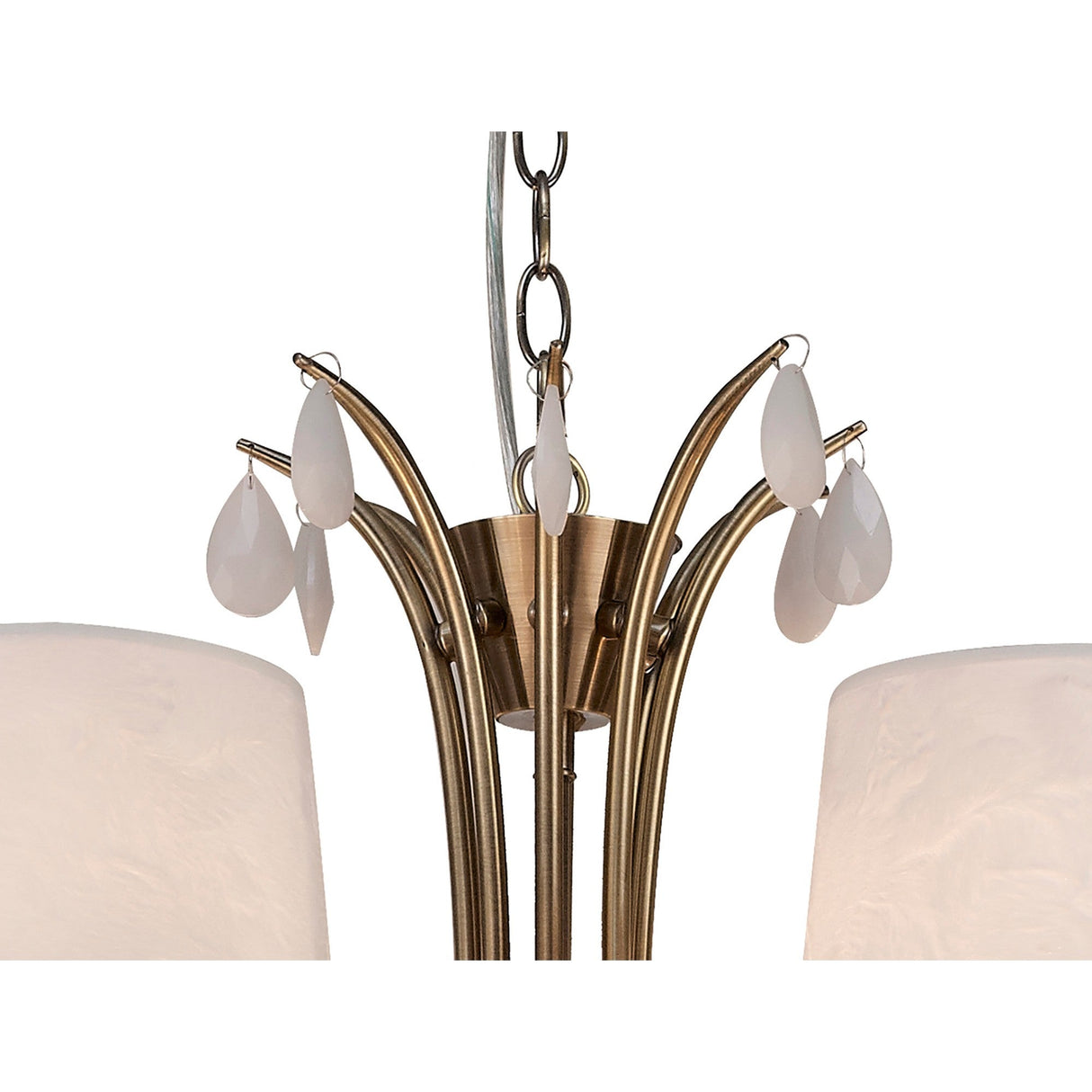 Andrea 100cm 12 Light Chandelier - Antique Brass With White Shades