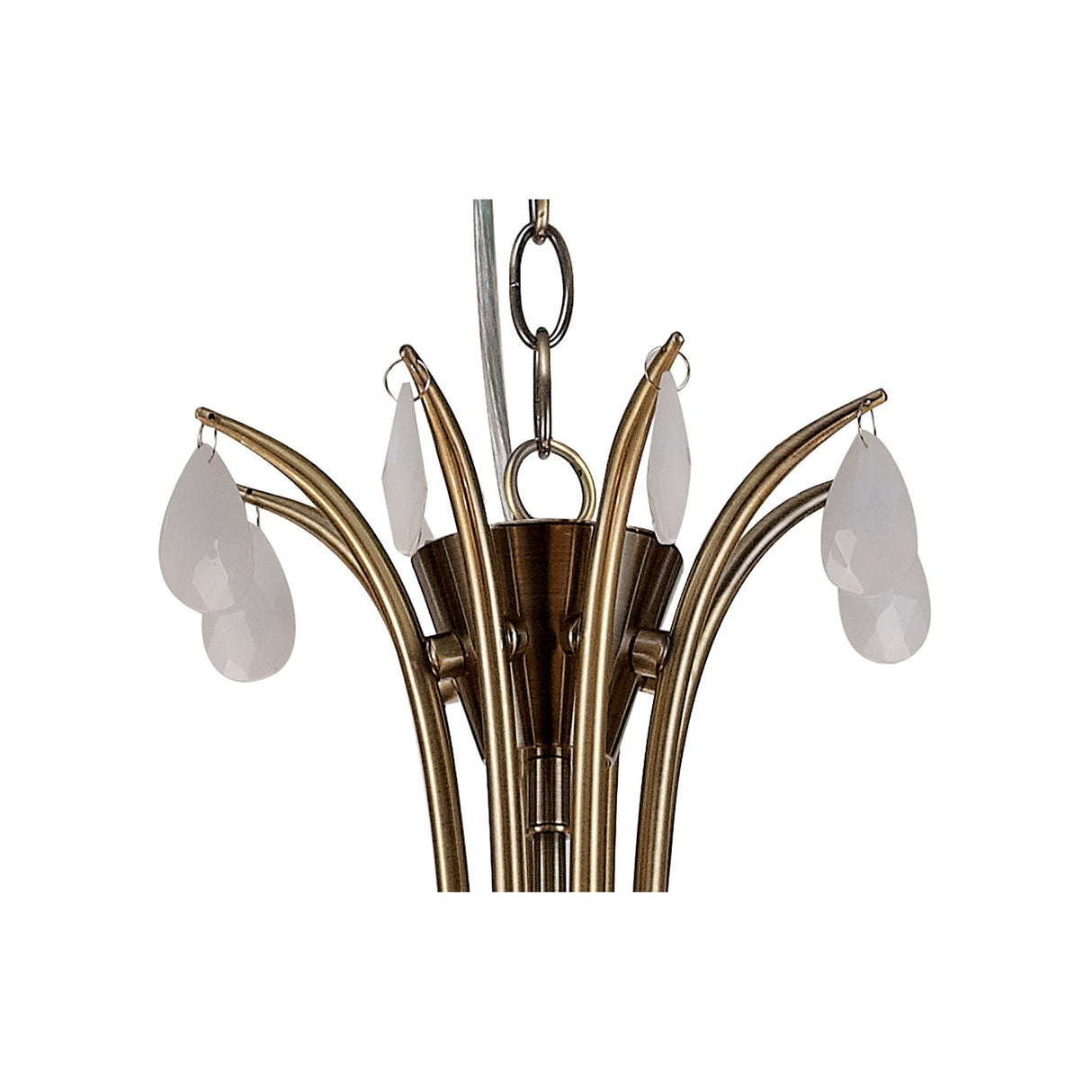 Andrea 100cm 8 Light Chandelier - Antique Brass With White Shades
