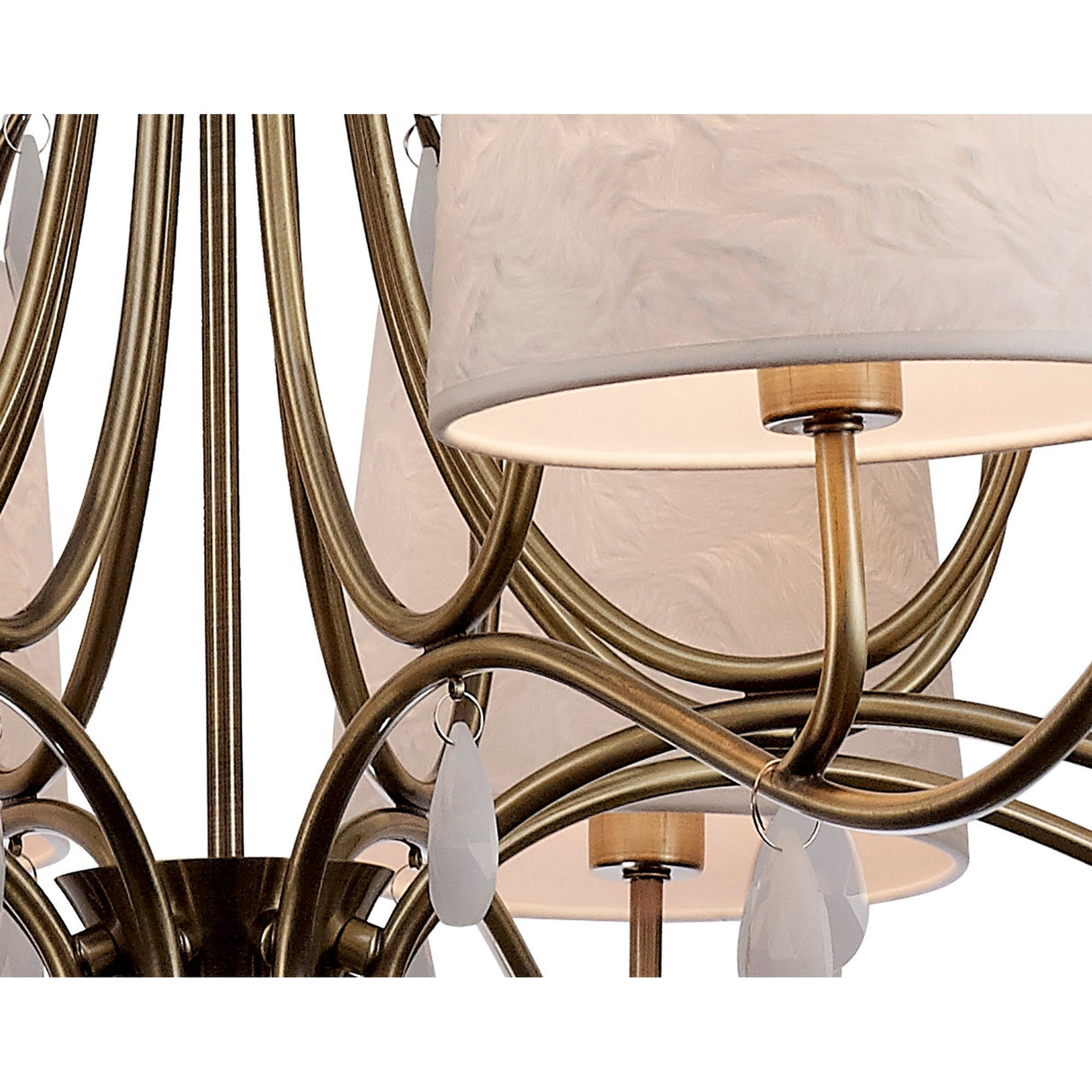 Andrea 100cm 8 Light Chandelier - Antique Brass With White Shades