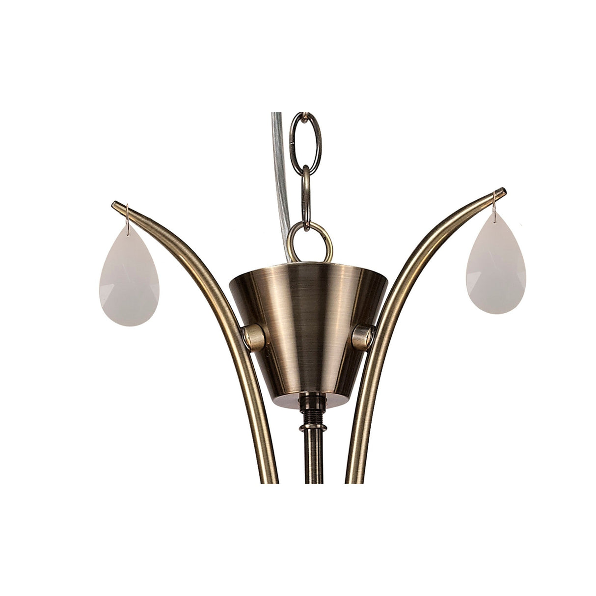 Andrea 67cm 5 Light Chandelier - Antique Brass With White Shades