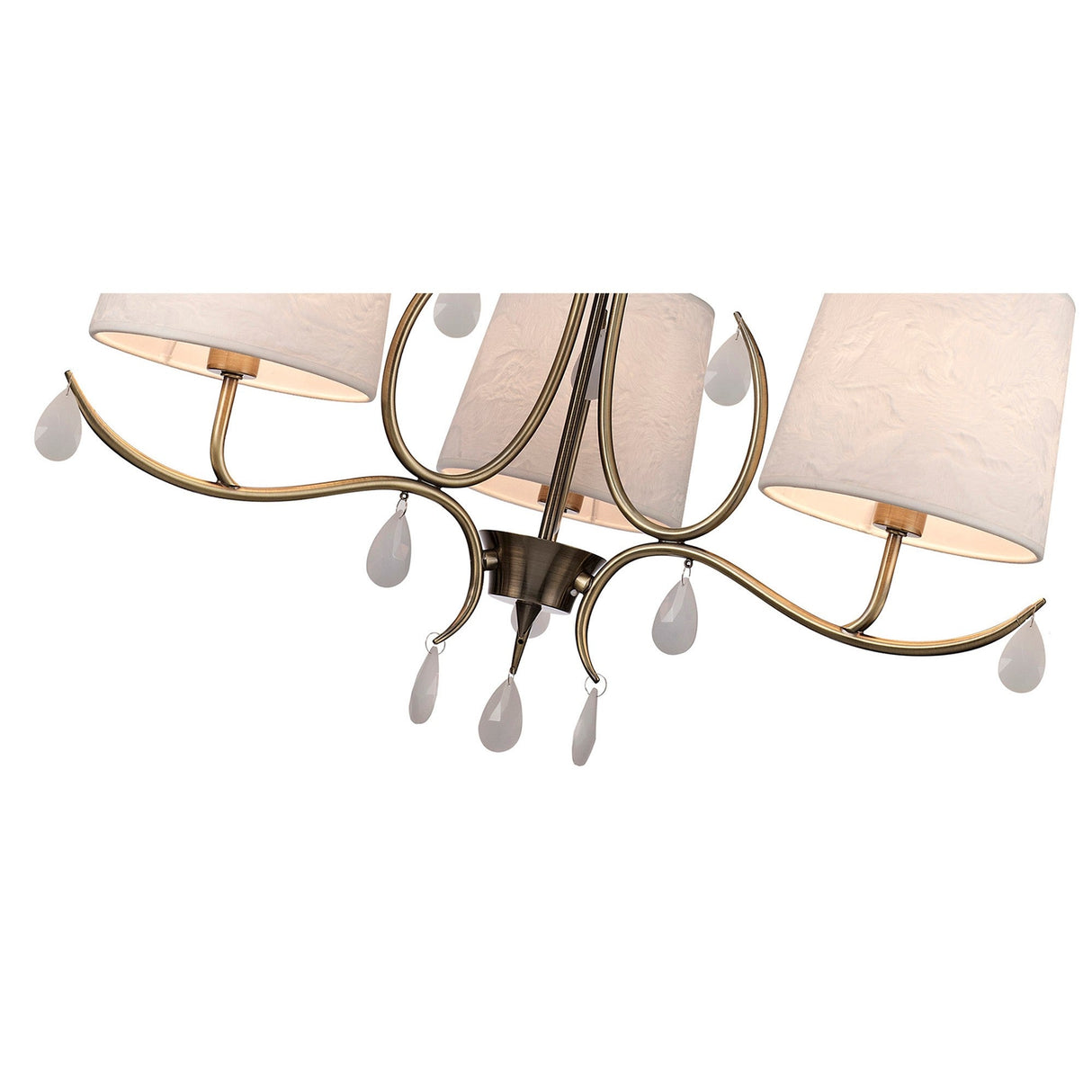 Andrea 67cm 5 Light Chandelier - Antique Brass With White Shades