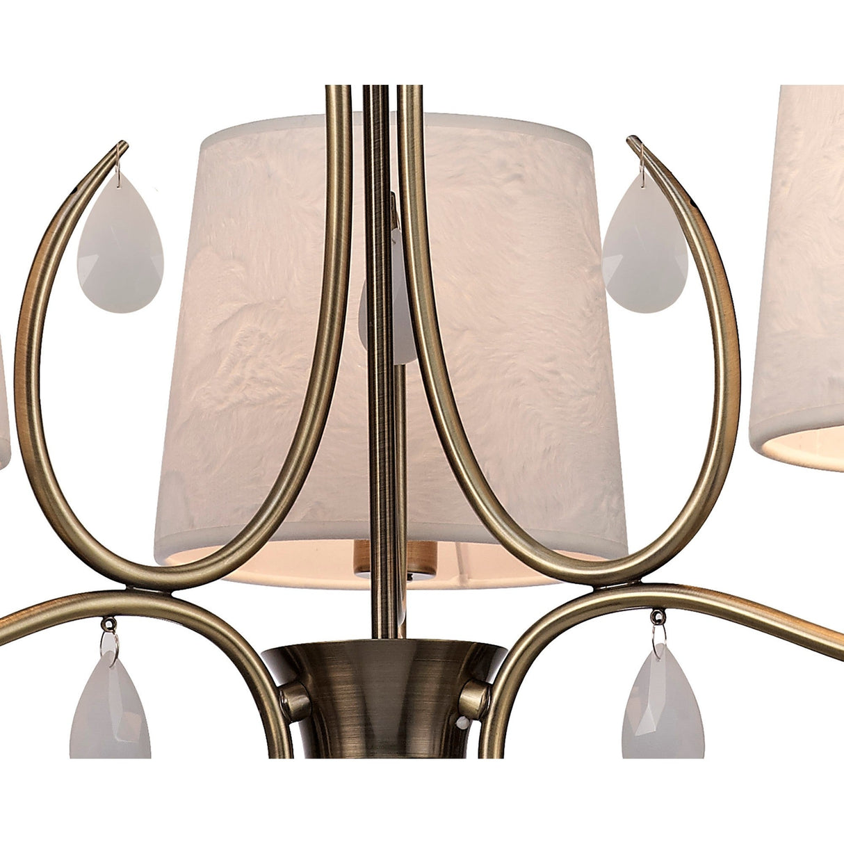Andrea 67cm 5 Light Chandelier - Antique Brass With White Shades