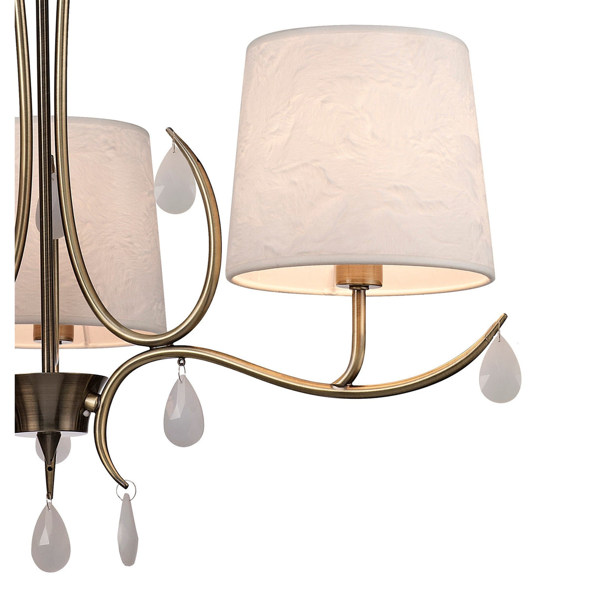 Andrea 67cm 5 Light Chandelier - Antique Brass With White Shades