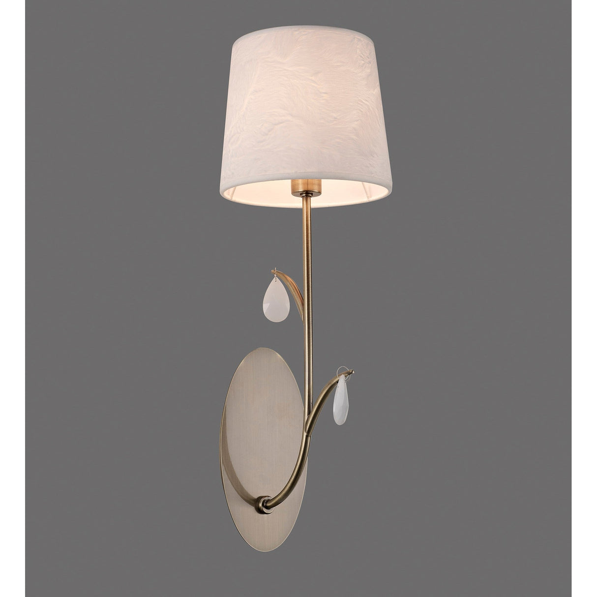 Andrea 1 Light Crystal Droplets Wall Light - Brass With White Shade