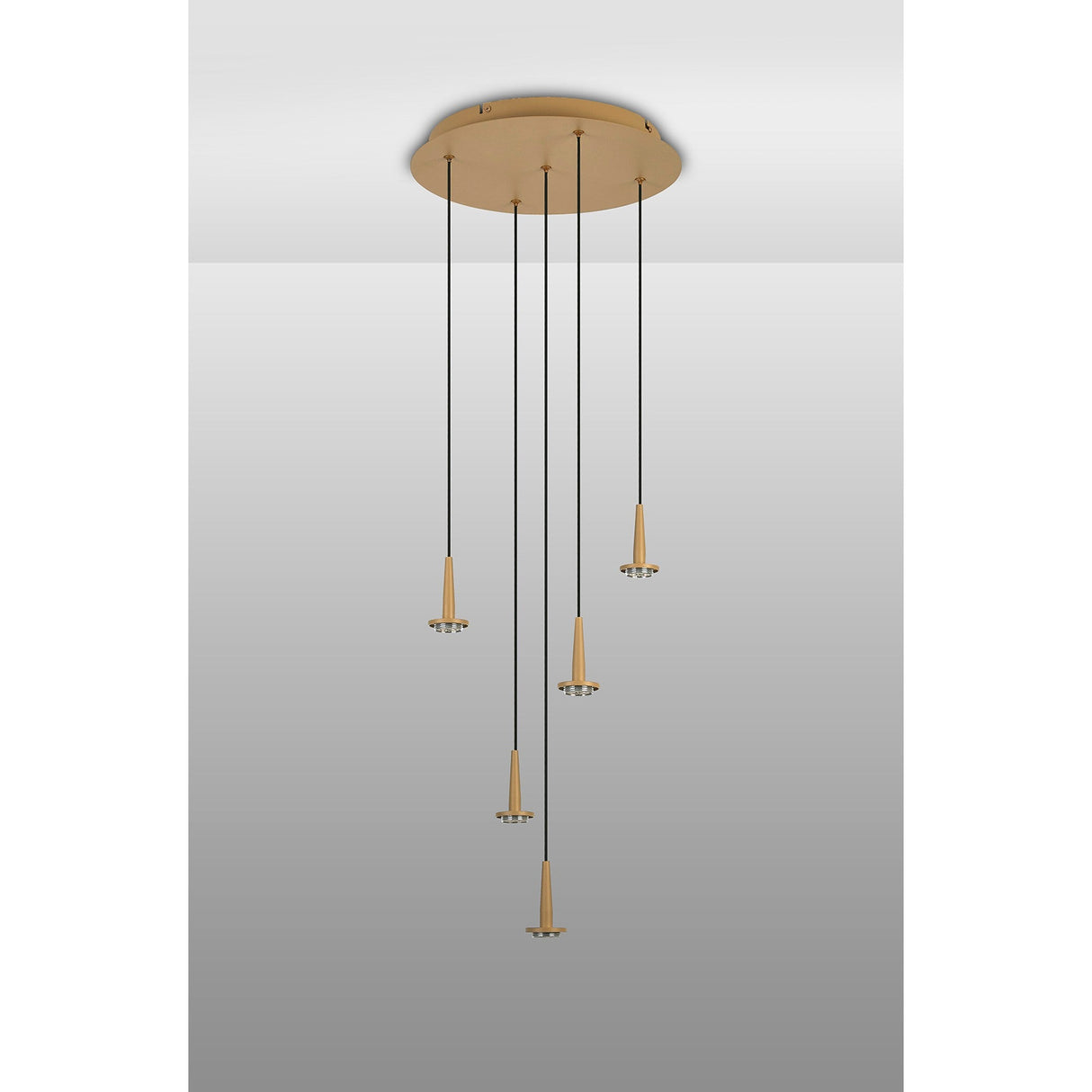 Andromeda 5 Light LED Glass Cluster Pendant Light - Light Gold (Frame Only)