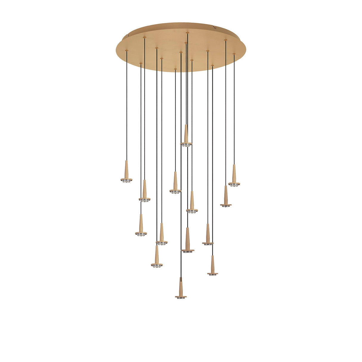 Andromeda 14 Light LED Glass Cluster Pendant Light - Light Gold (Frame Only)