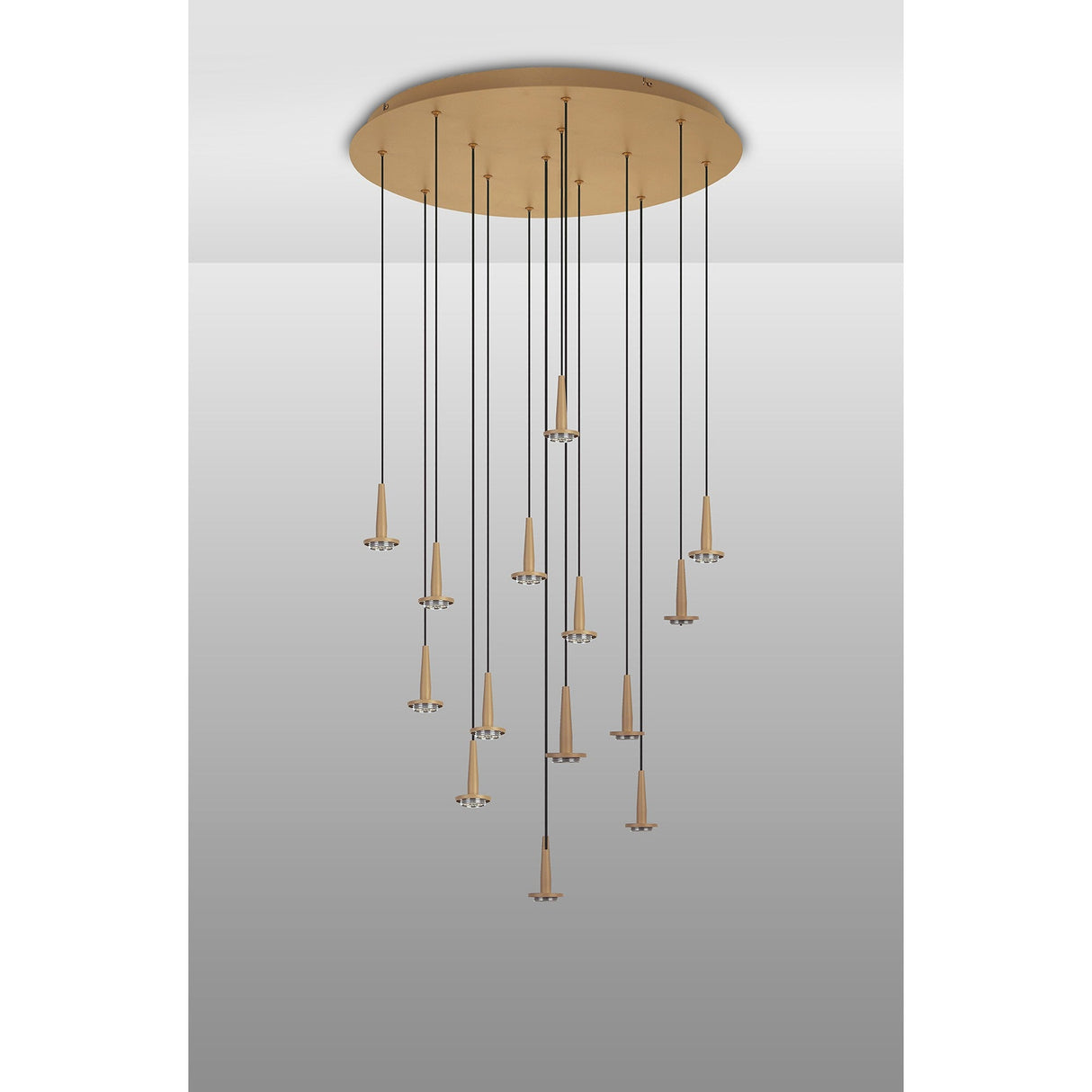 Andromeda 14 Light LED Glass Cluster Pendant Light - Light Gold (Frame Only)