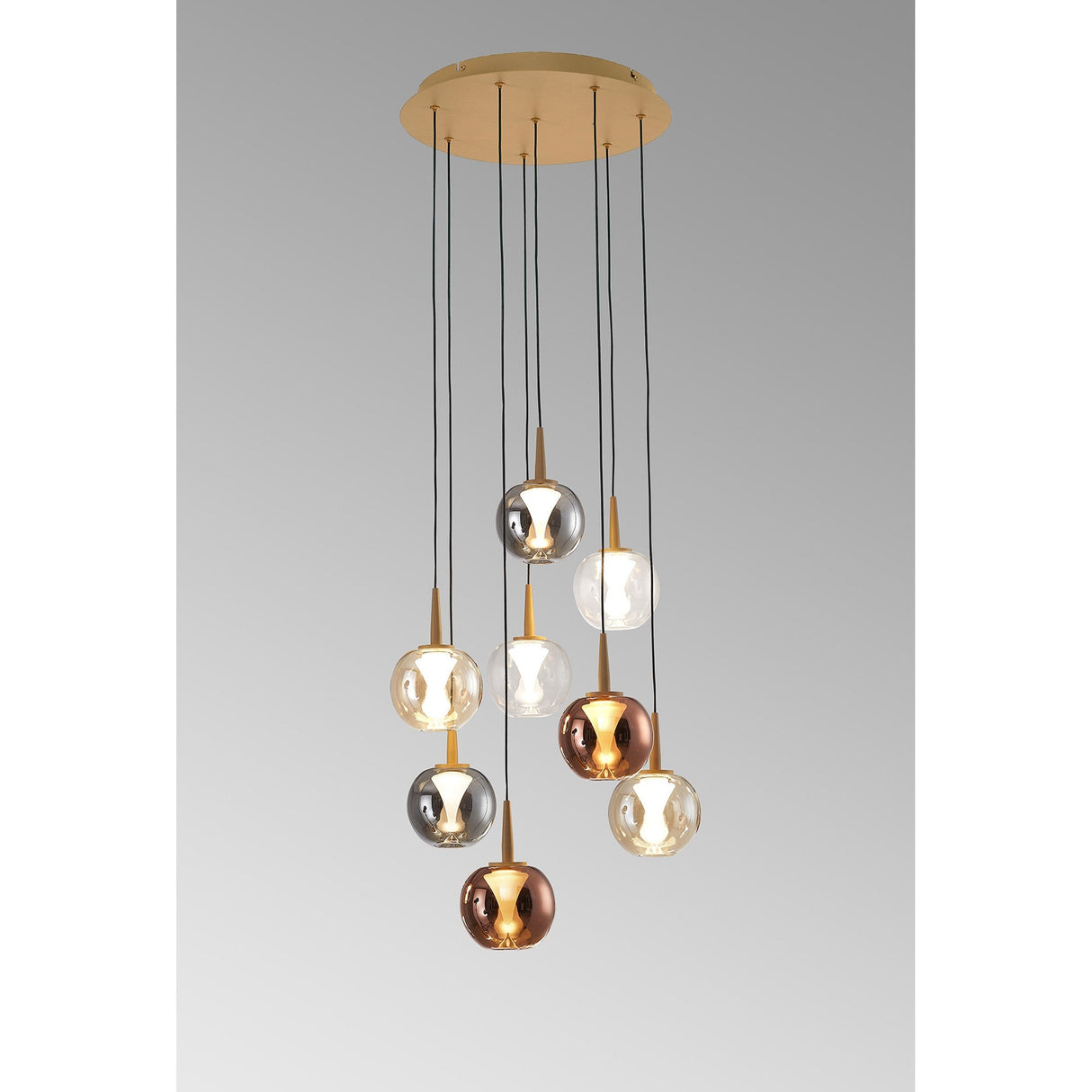 Andromeda 8 Light LED Glass Cluster Pendant Light 40W 3000K -Multicoloured