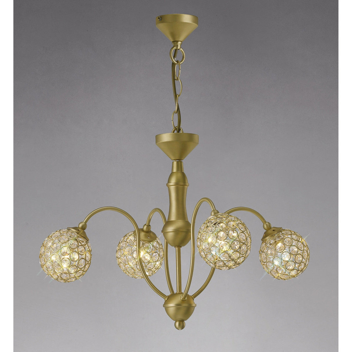 Apollo 51cm 4 Light Crystal Chandelier - Satin Brass