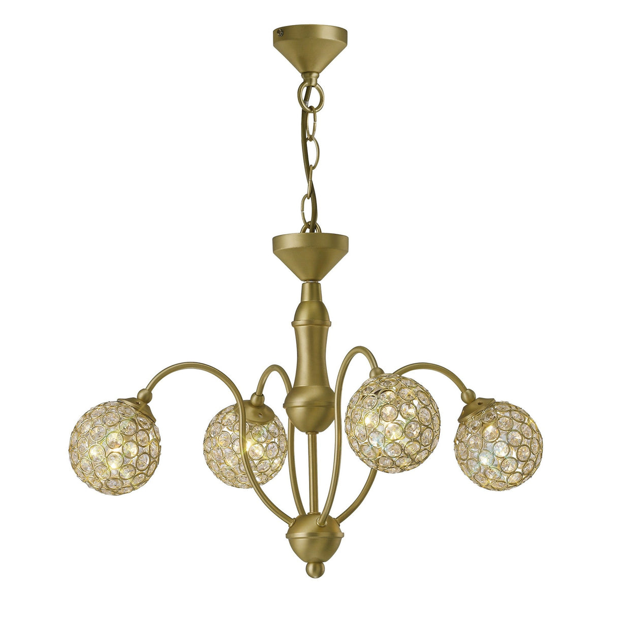 Apollo 51cm 4 Light Crystal Chandelier - Satin Brass