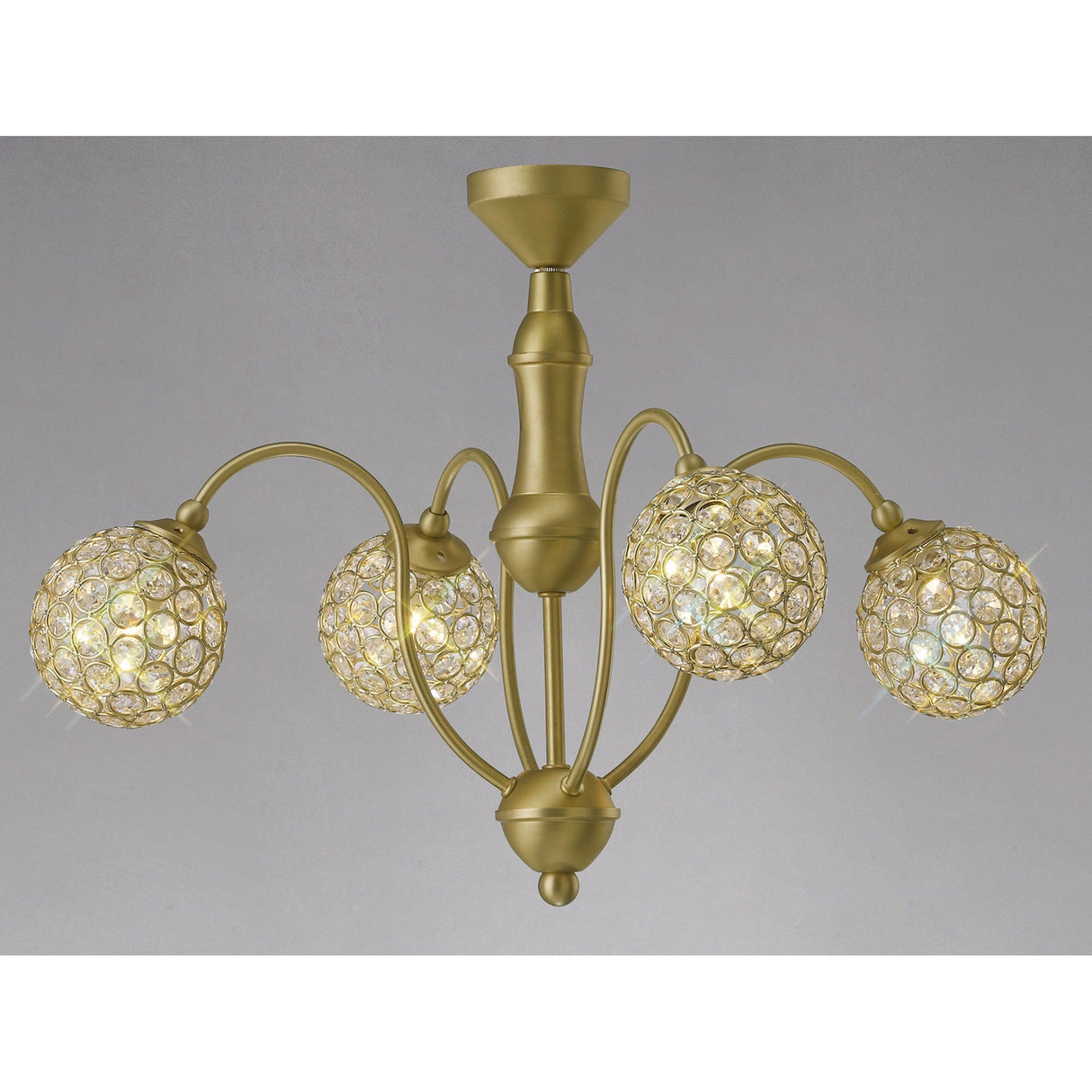 Apollo 51cm 4 Light Crystal Chandelier - Satin Brass