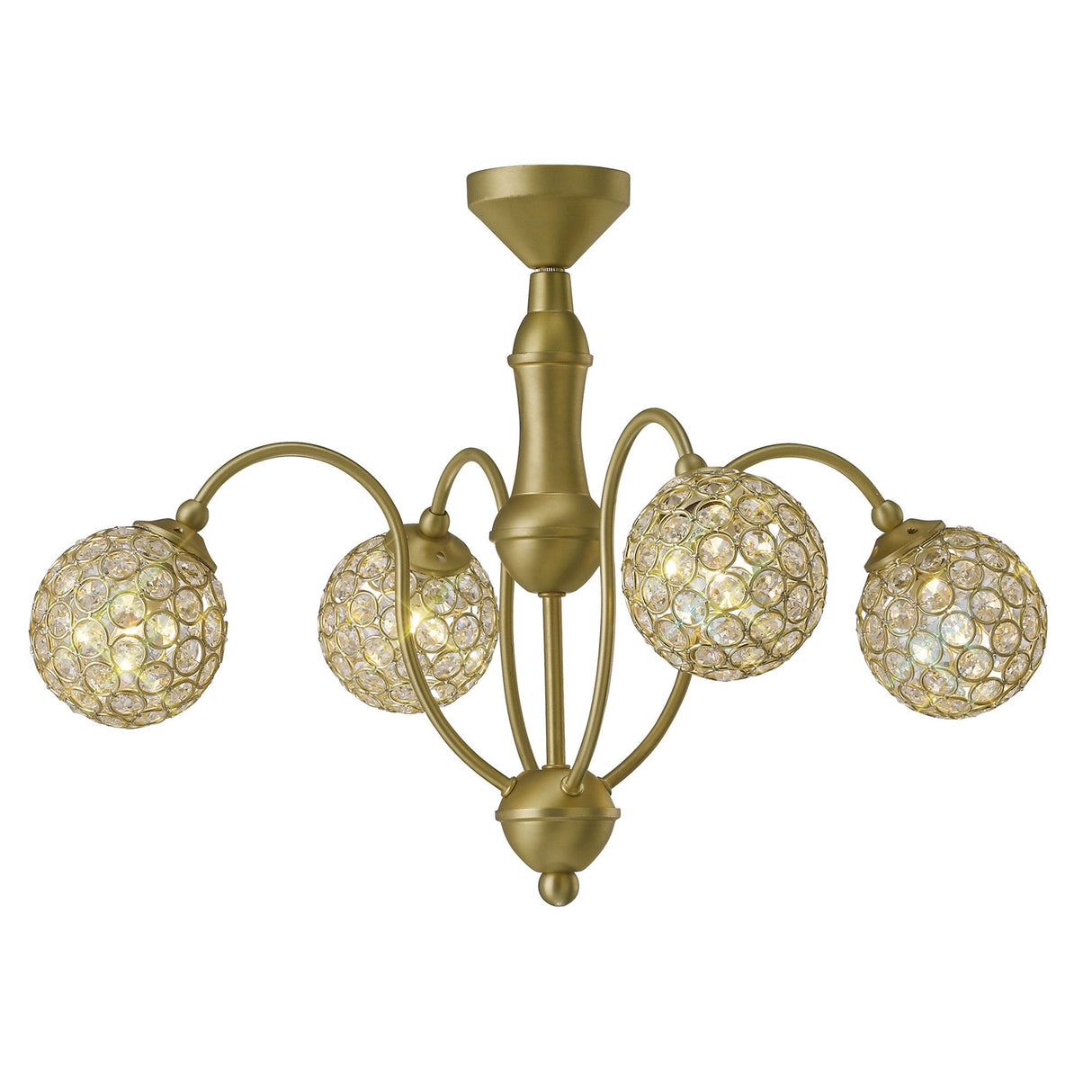 Apollo 51cm 4 Light Crystal Chandelier - Satin Brass