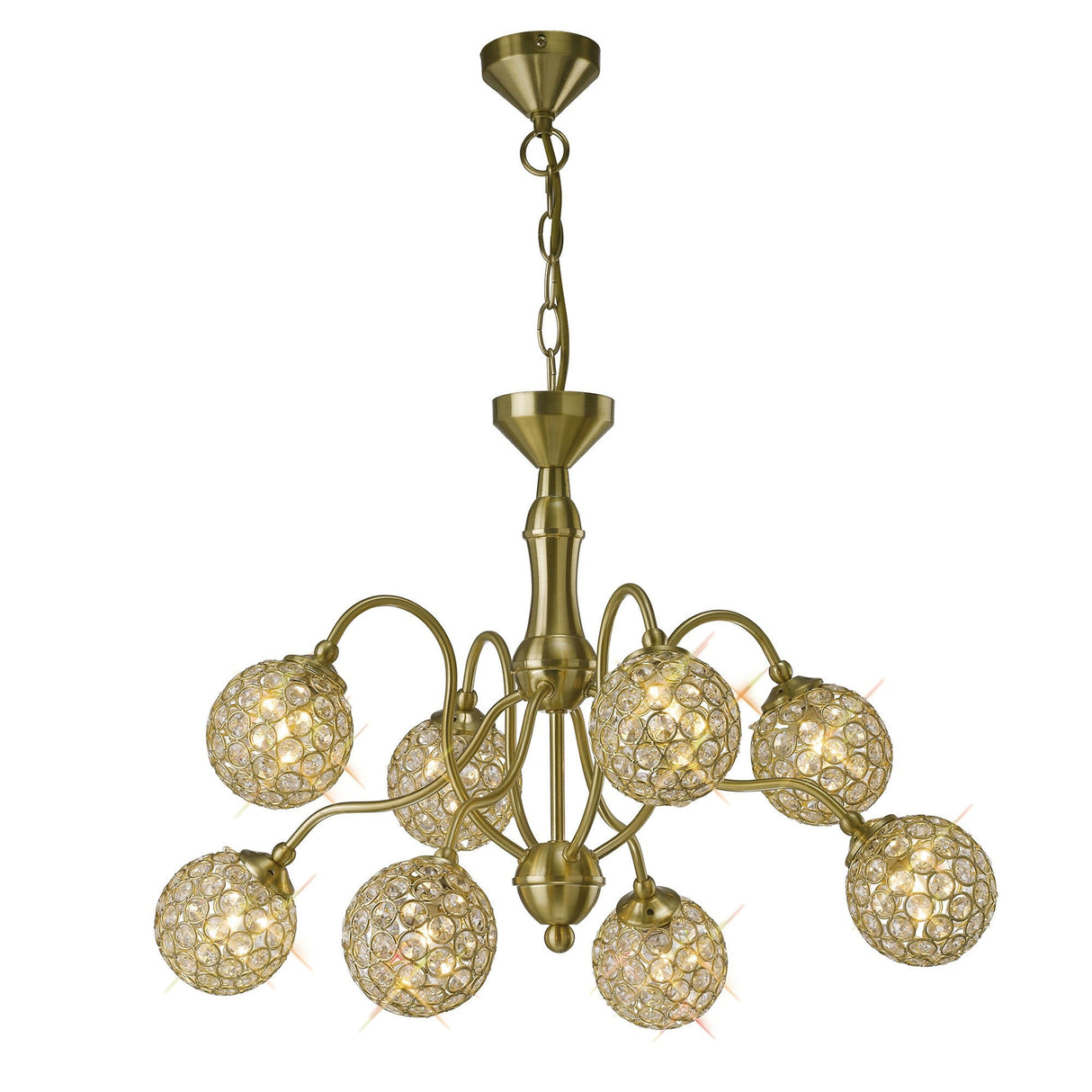 Apollo 51cm 8 Light Crystal Chandelier - Satin Brass