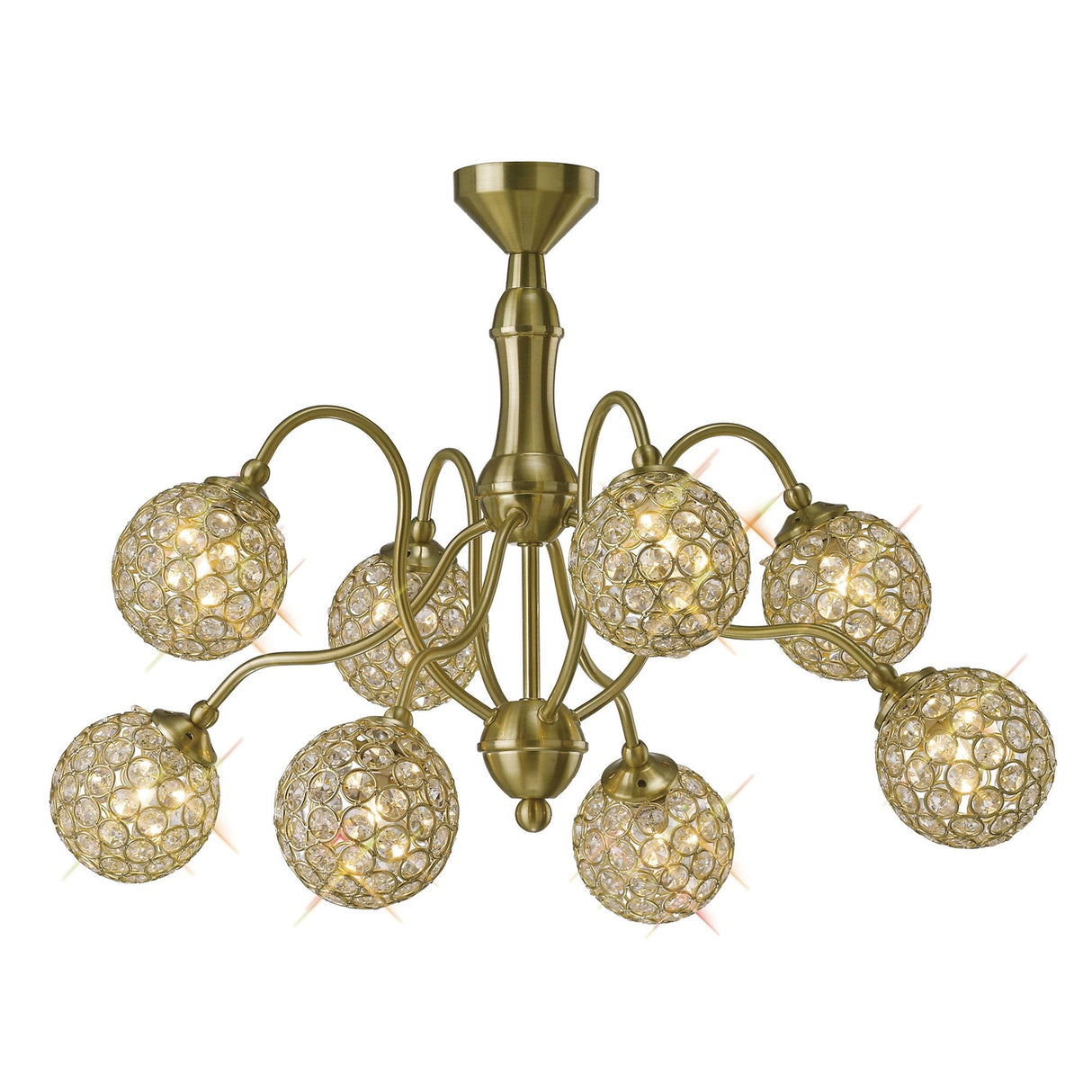 Apollo 51cm 8 Light Crystal Chandelier - Satin Brass
