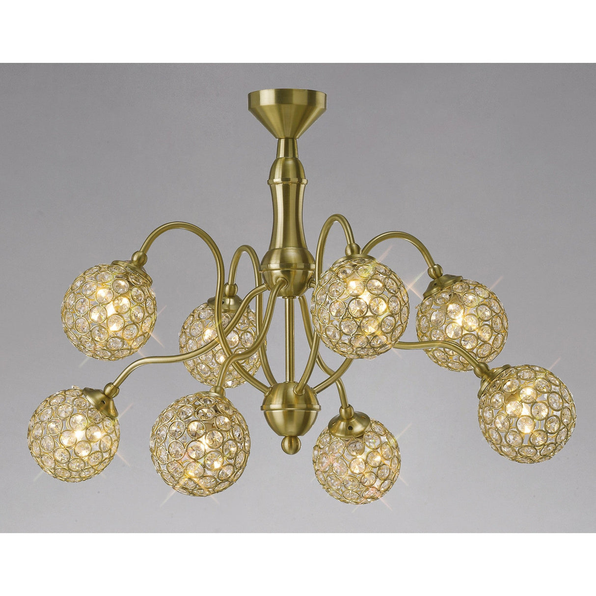 Apollo 51cm 8 Light Crystal Chandelier - Satin Brass