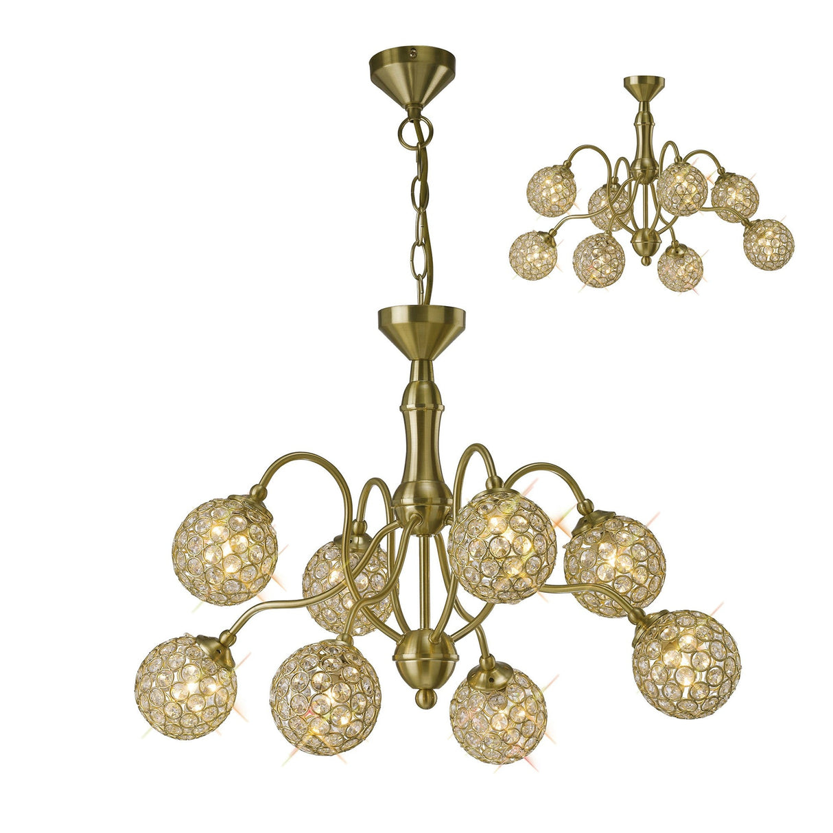 Apollo 51cm 8 Light Crystal Chandelier - Satin Brass