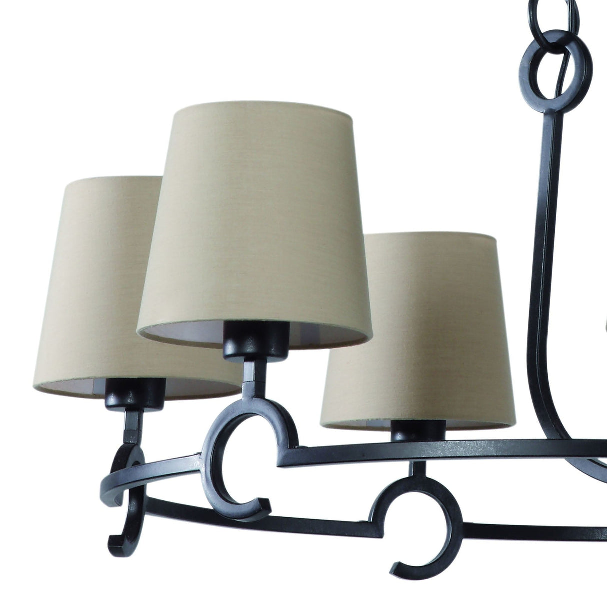 Argi 82cm 6 Light Chandelier - Brown Oxide With Taupe Shades