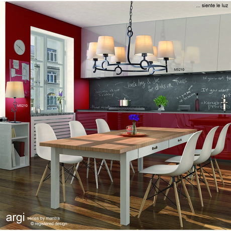 Argi 82cm 6 Light Chandelier - Brown Oxide With Taupe Shades