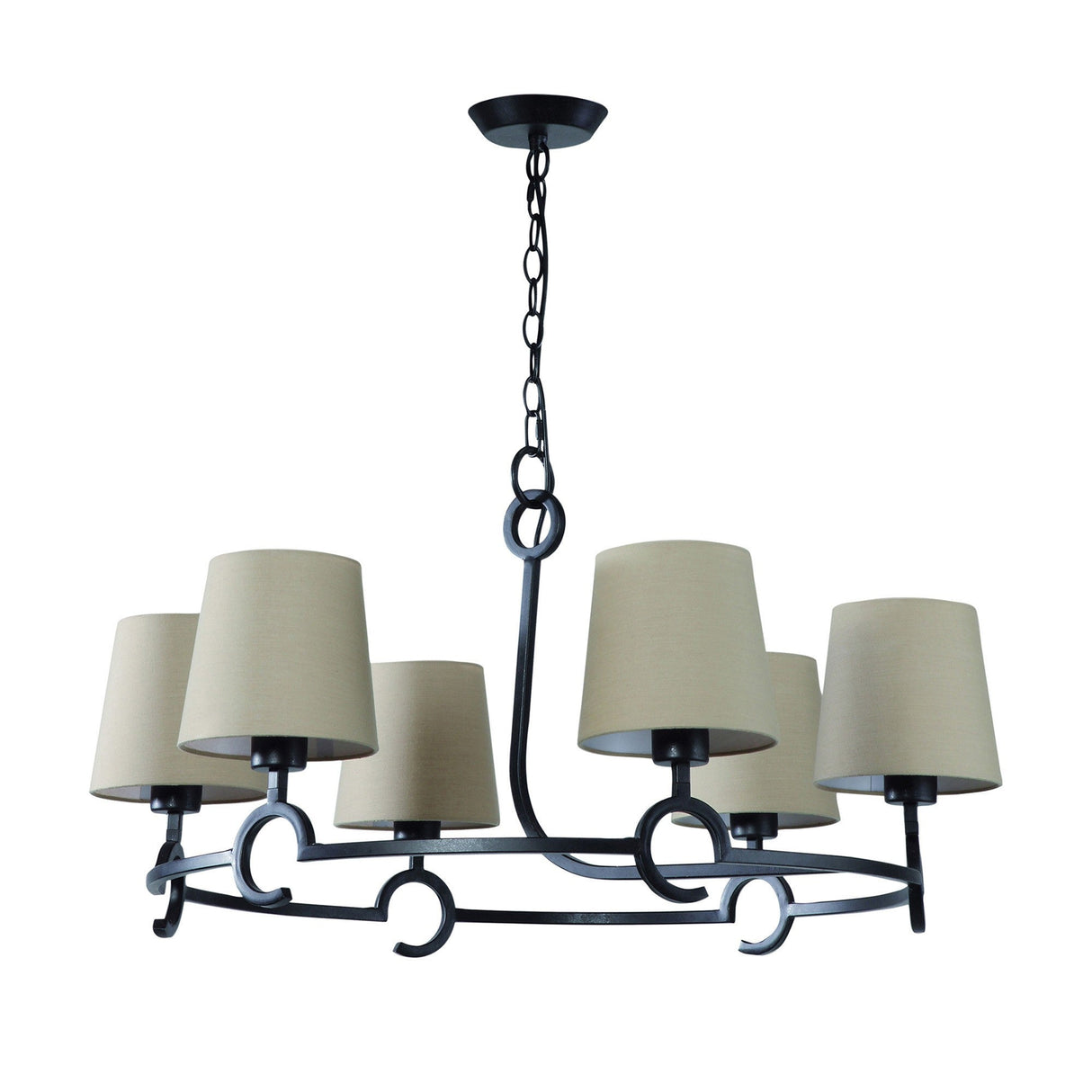 Argi 82cm 6 Light Chandelier - Brown Oxide With Taupe Shades