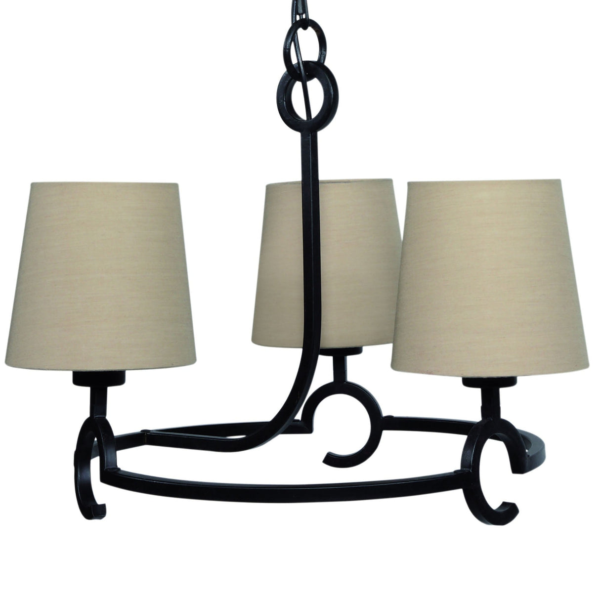 Argi 55cm 3 Light Chandelier - Brown Oxide With Taupe Shades