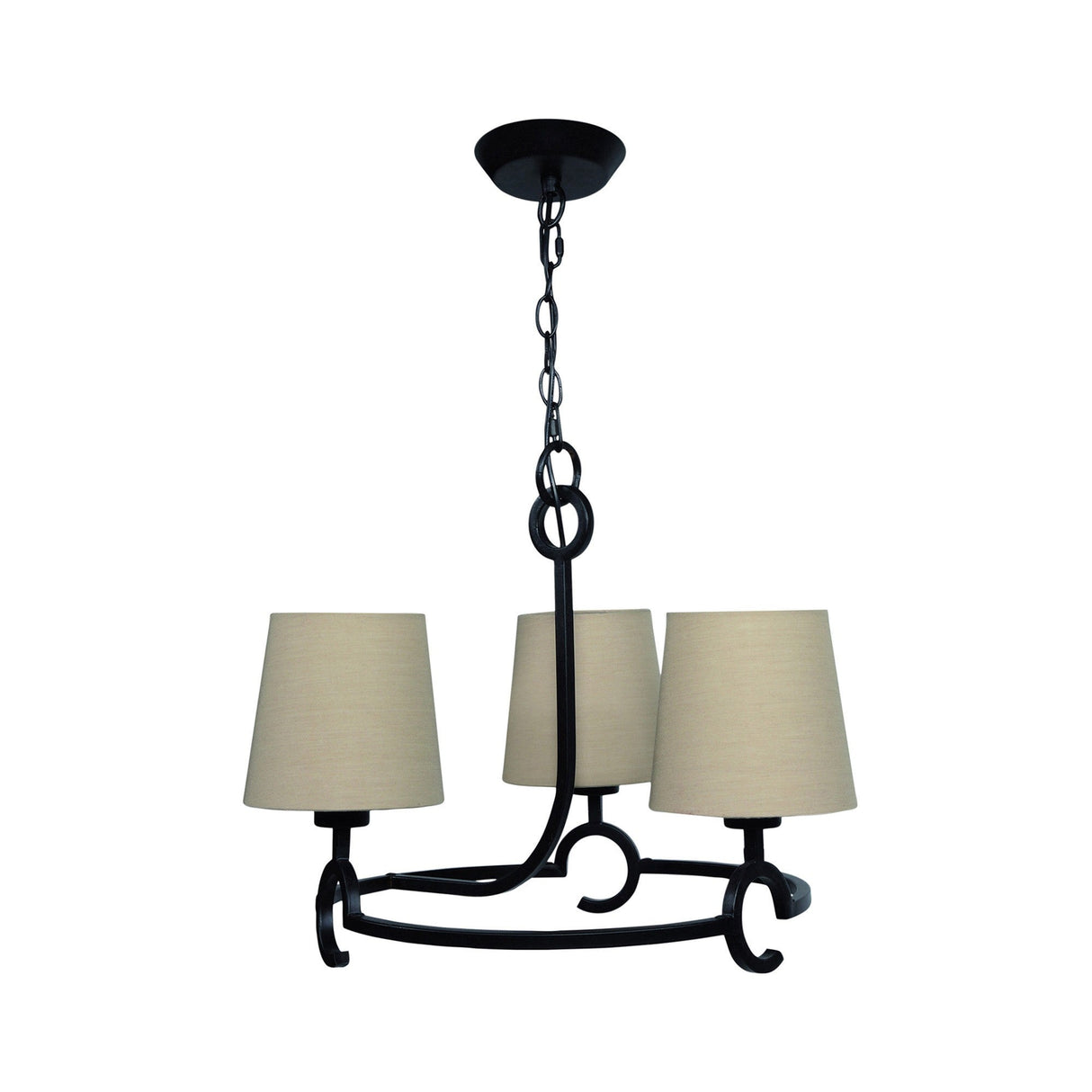 Argi 55cm 3 Light Chandelier - Brown Oxide With Taupe Shades