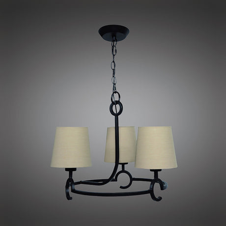 Argi 55cm 3 Light Chandelier - Brown Oxide With Taupe Shades