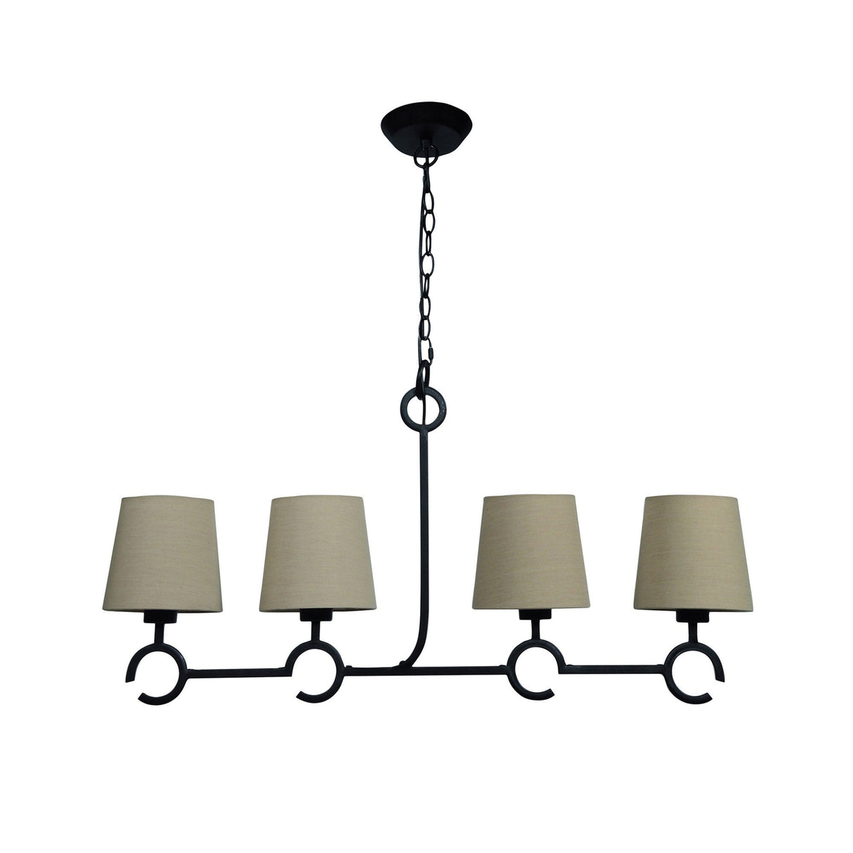 Argi 88cm 4 Light Chandelier - Brown Oxide With Taupe Shades