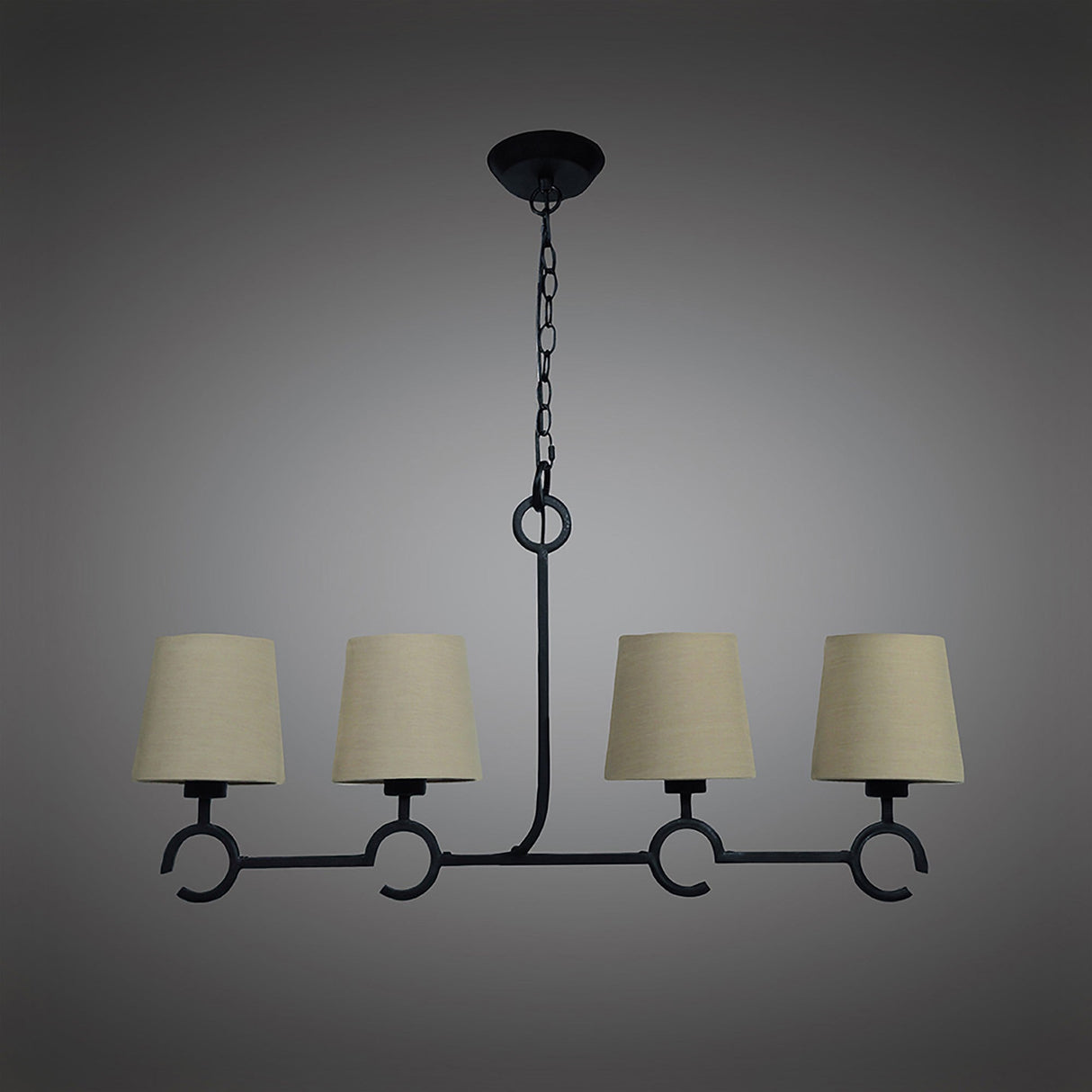 Argi 88cm 4 Light Chandelier - Brown Oxide With Taupe Shades