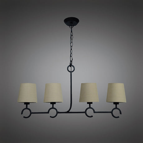 Argi 88cm 4 Light Chandelier - Brown Oxide With Taupe Shades