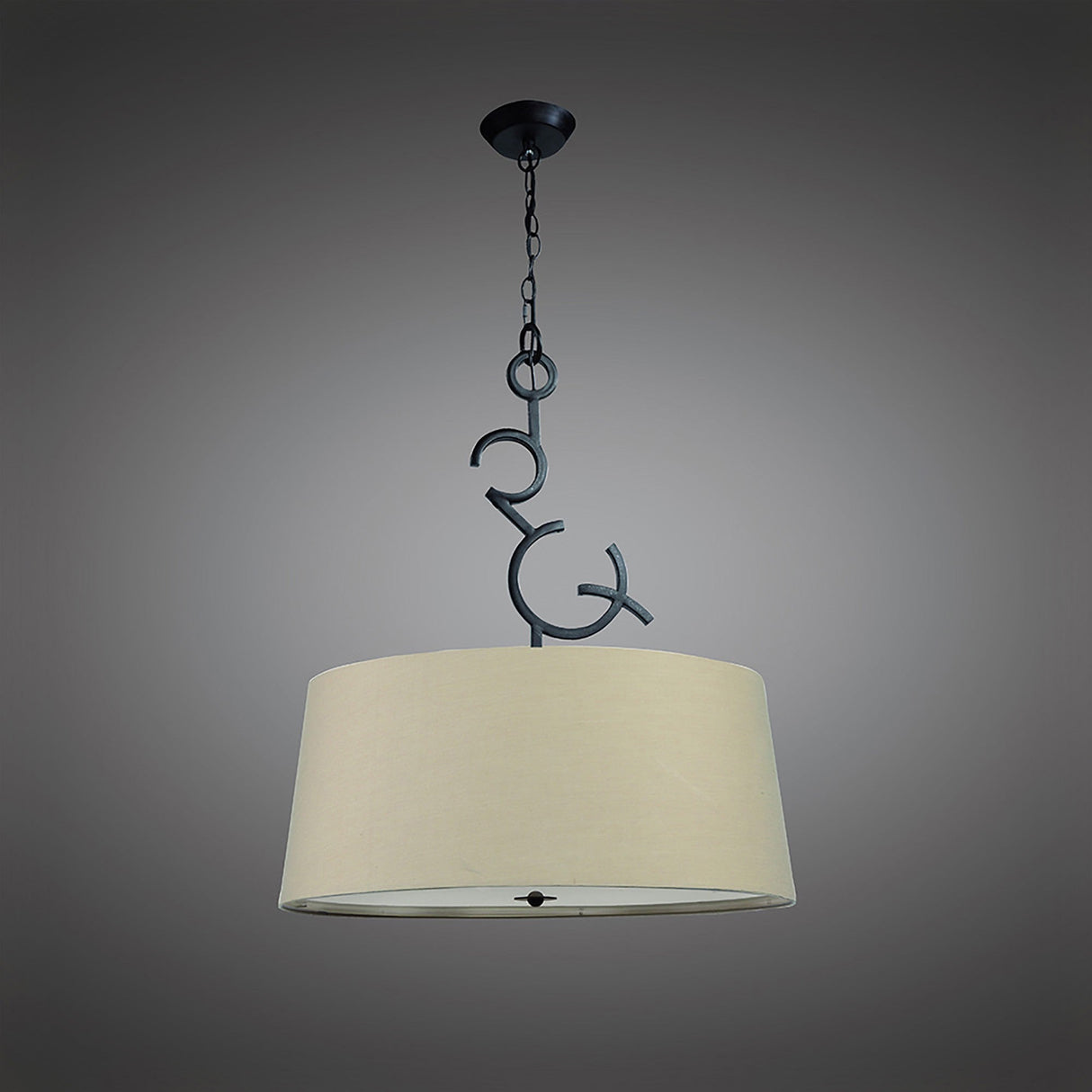 Argi 3 Light Pendant Light – Brown Oxide With Taupe Shades