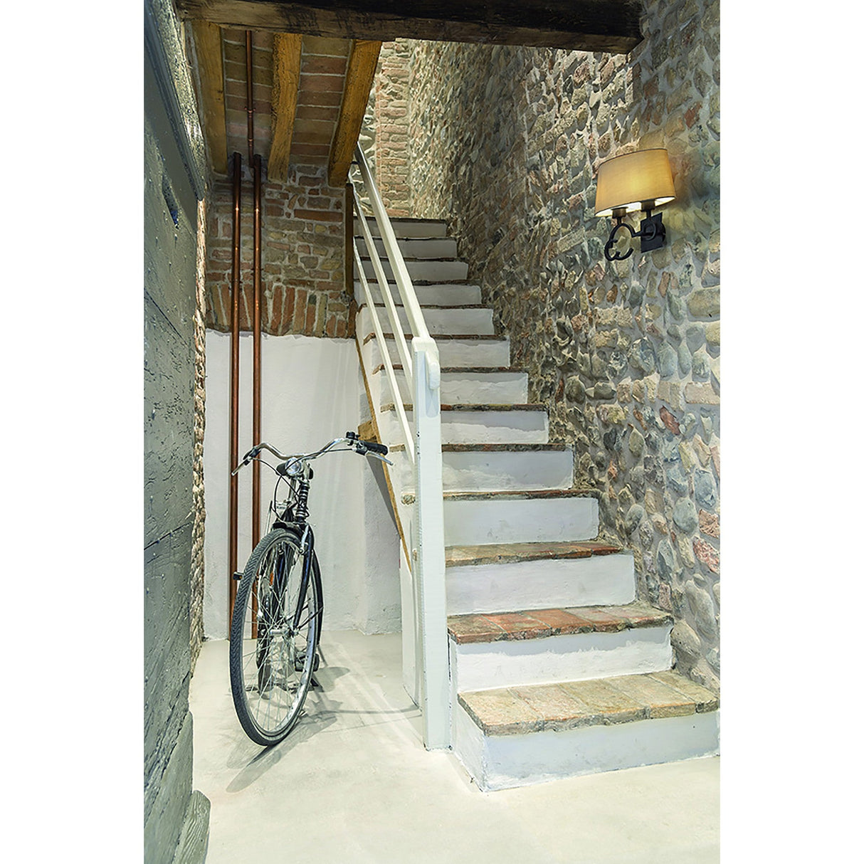 Argi 2 Light Wall Lamp - Brown Oxide With Taupe Shade