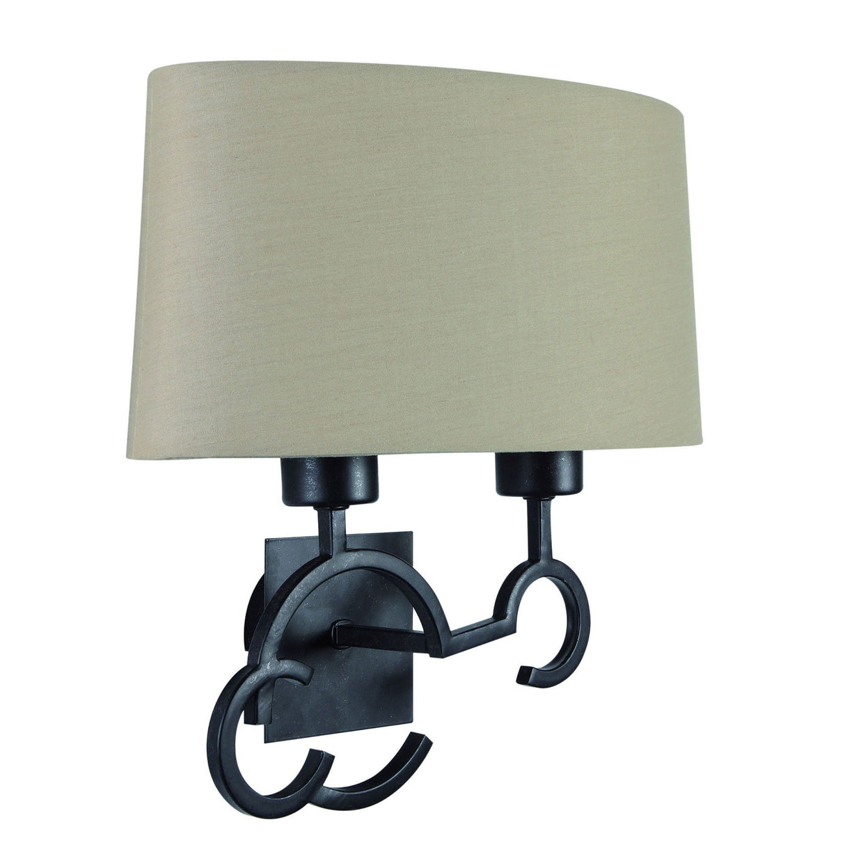 Argi 2 Light Wall Lamp - Brown Oxide With Taupe Shade