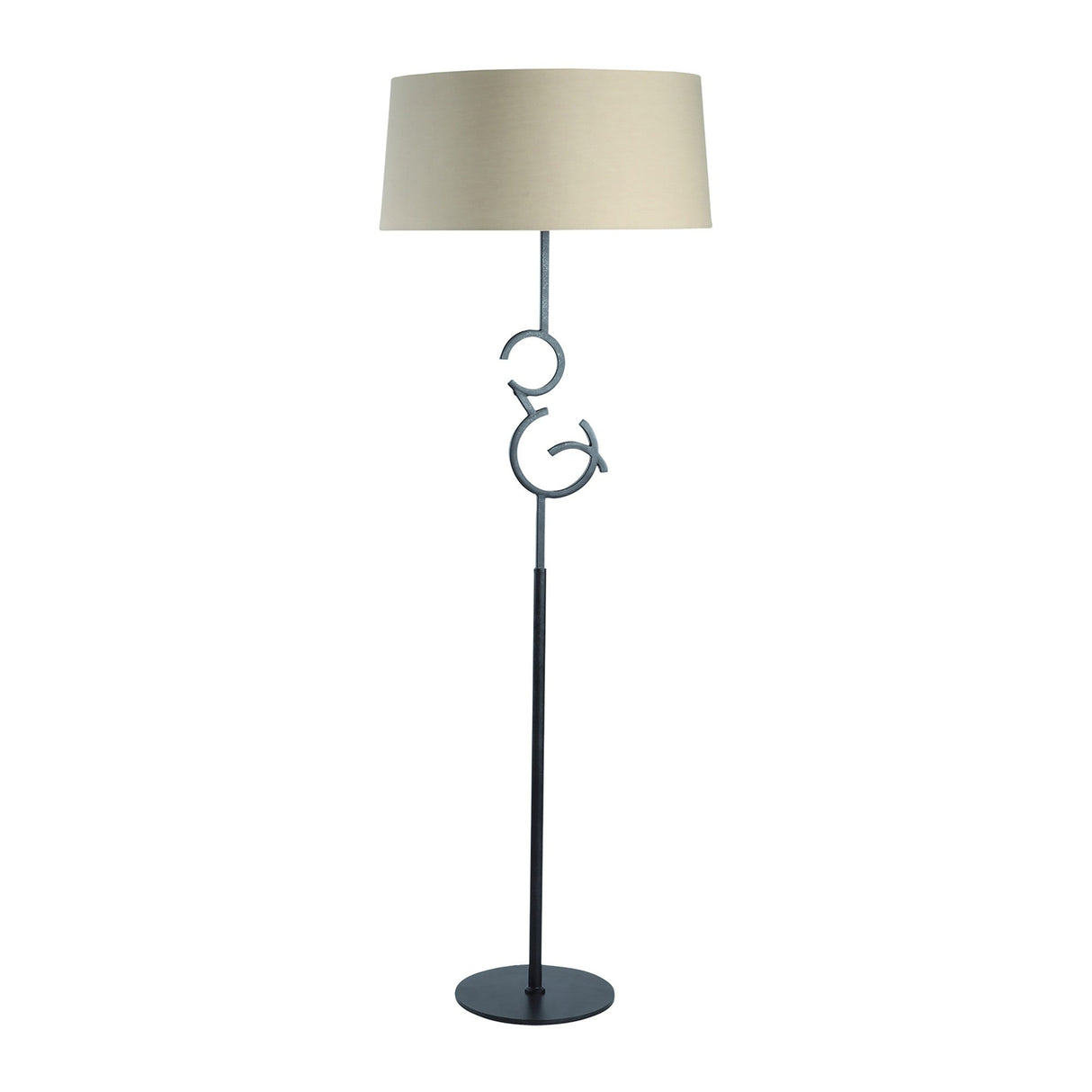 The Argi 3 Light Floor Lamp features a brown oxide finish, decorative metal birds, and a taupe shade, creating an elegant transitional accent with its round base and slender pole for any space.