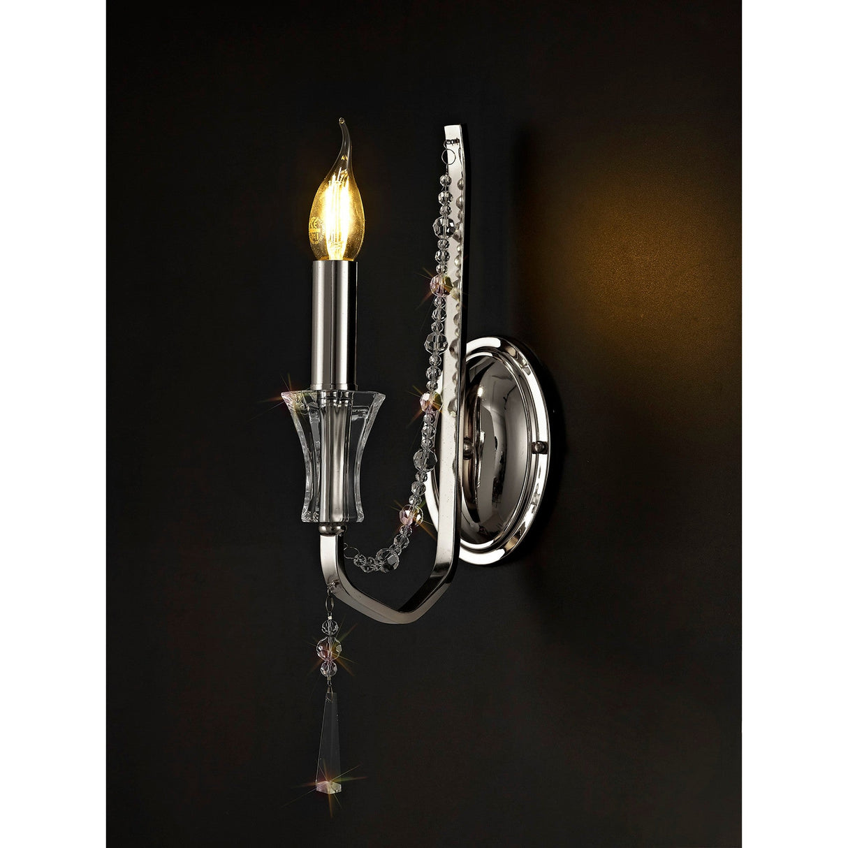Armand 1 Light Crystal Wall Light - Polished Chrome