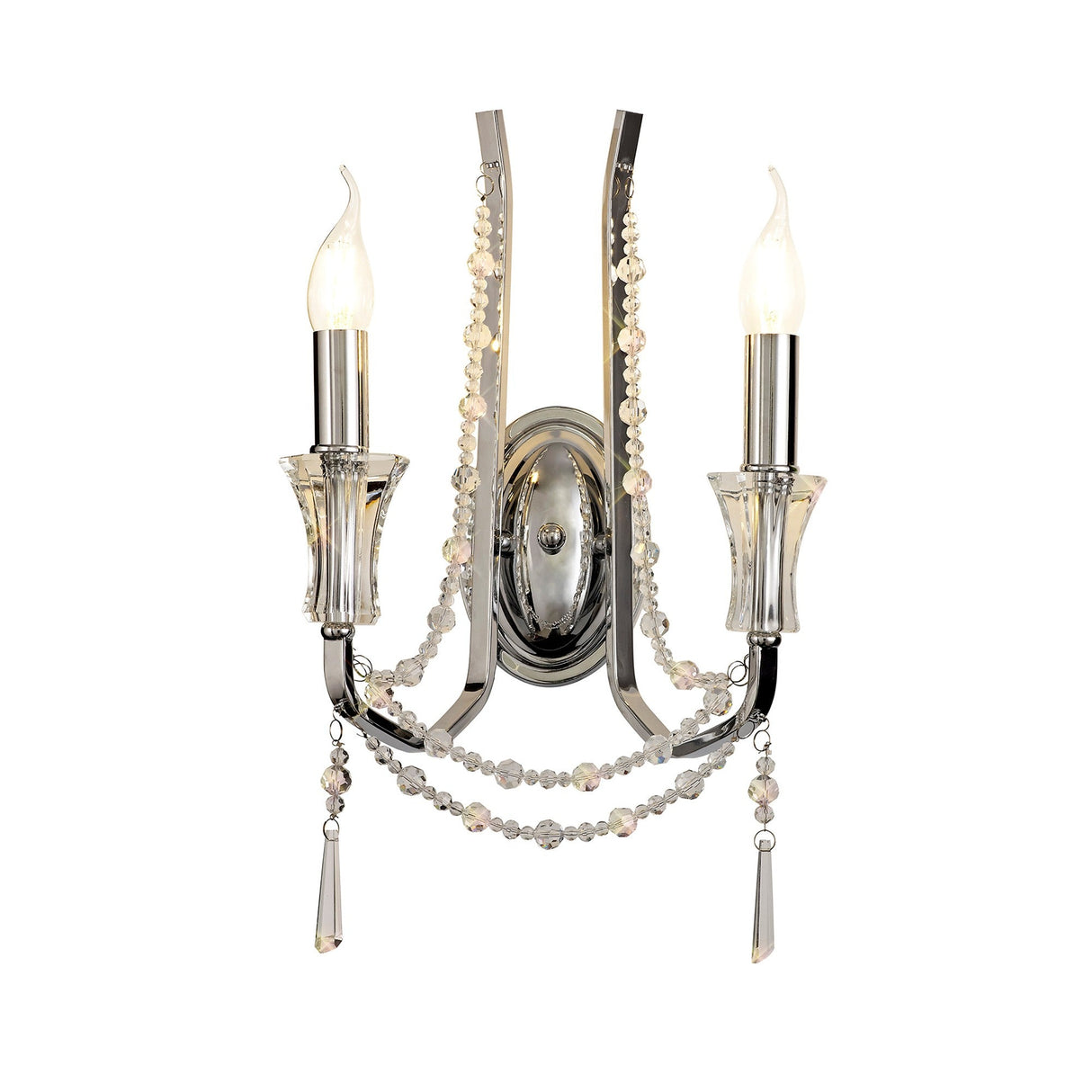 Armand 2 Light Crystal Wall Light - Polished Chrome