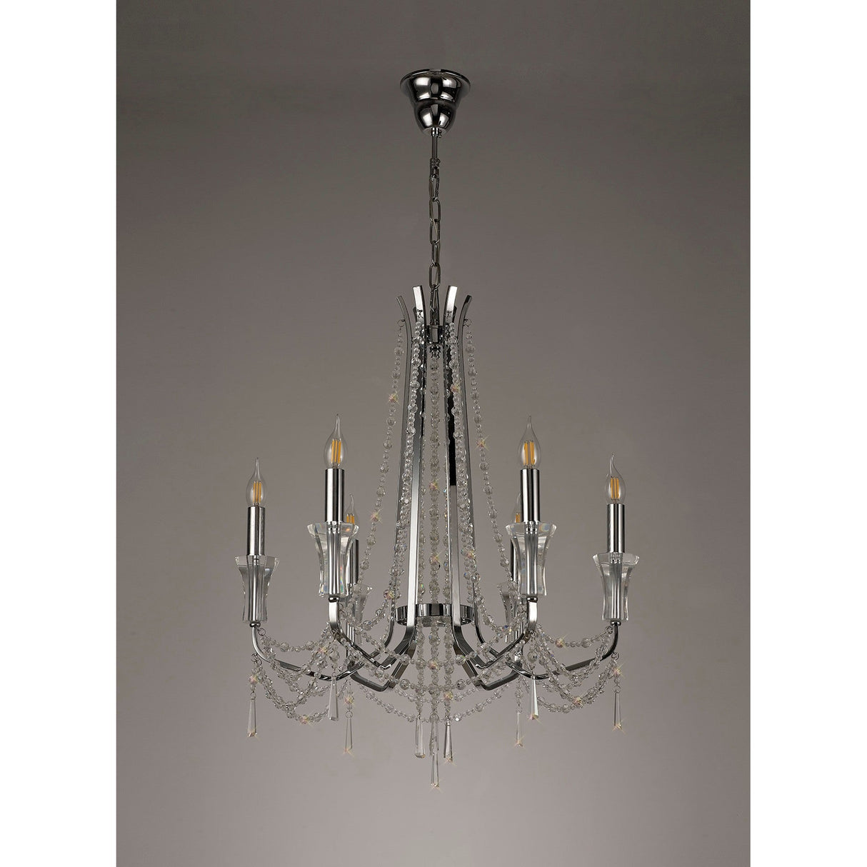 Armand 65cm 6 Light Crystal Chandelier - Polished Chrome